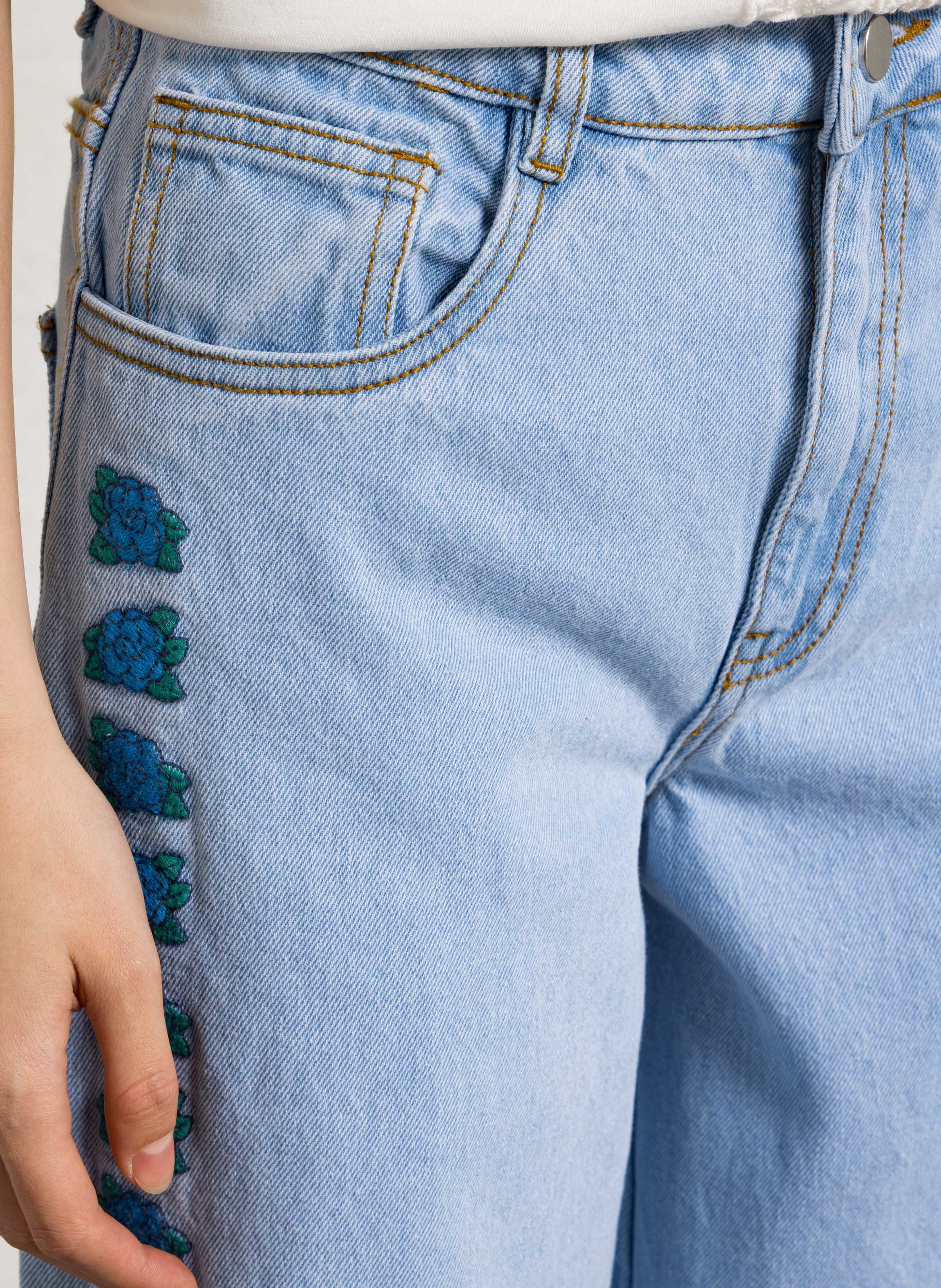 Wide-leg embroidered jeans THE TINY BIG SISTER Blue
