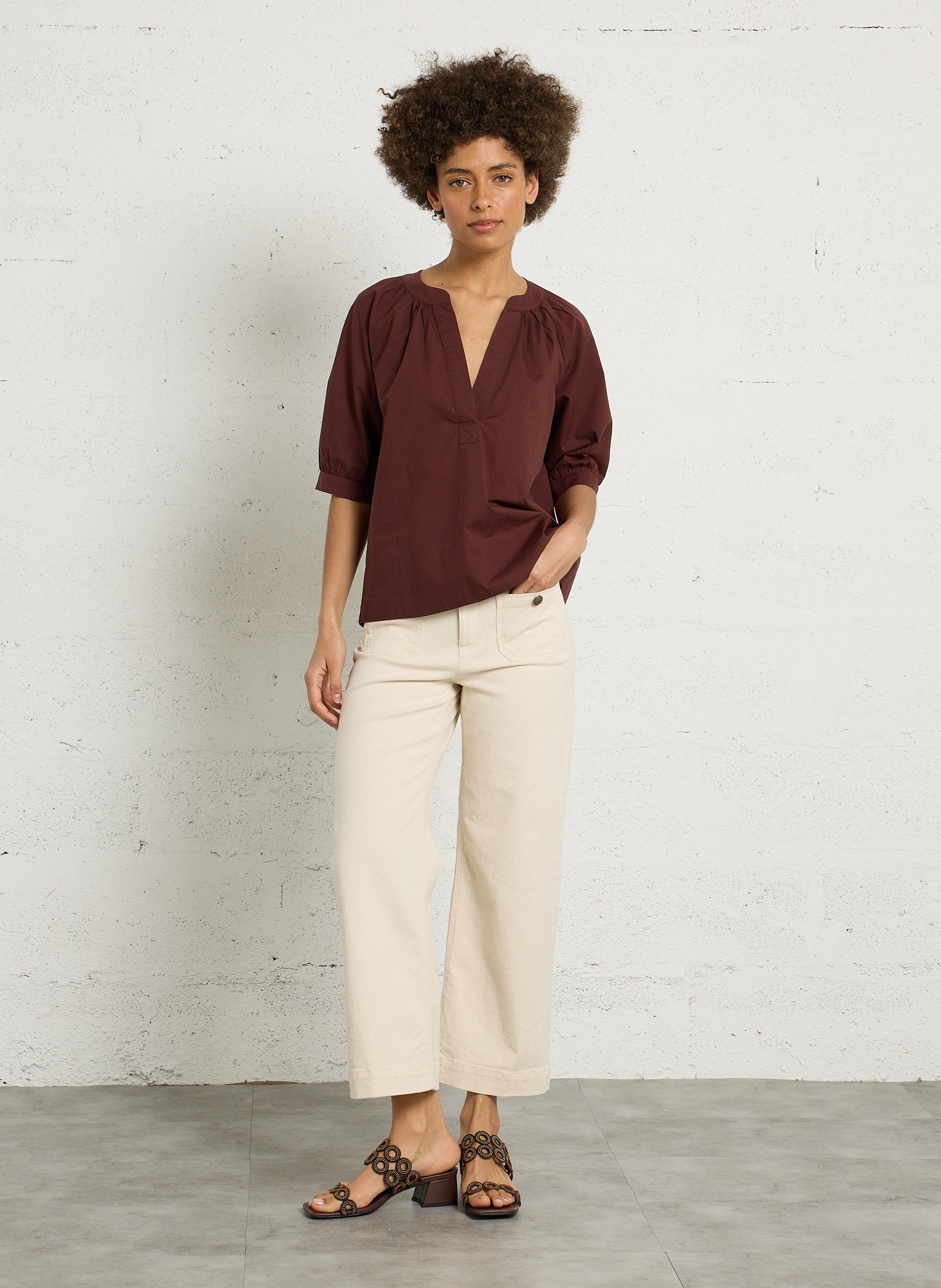 Katoenen blouse met tuniekhals MAISON 123 Rood