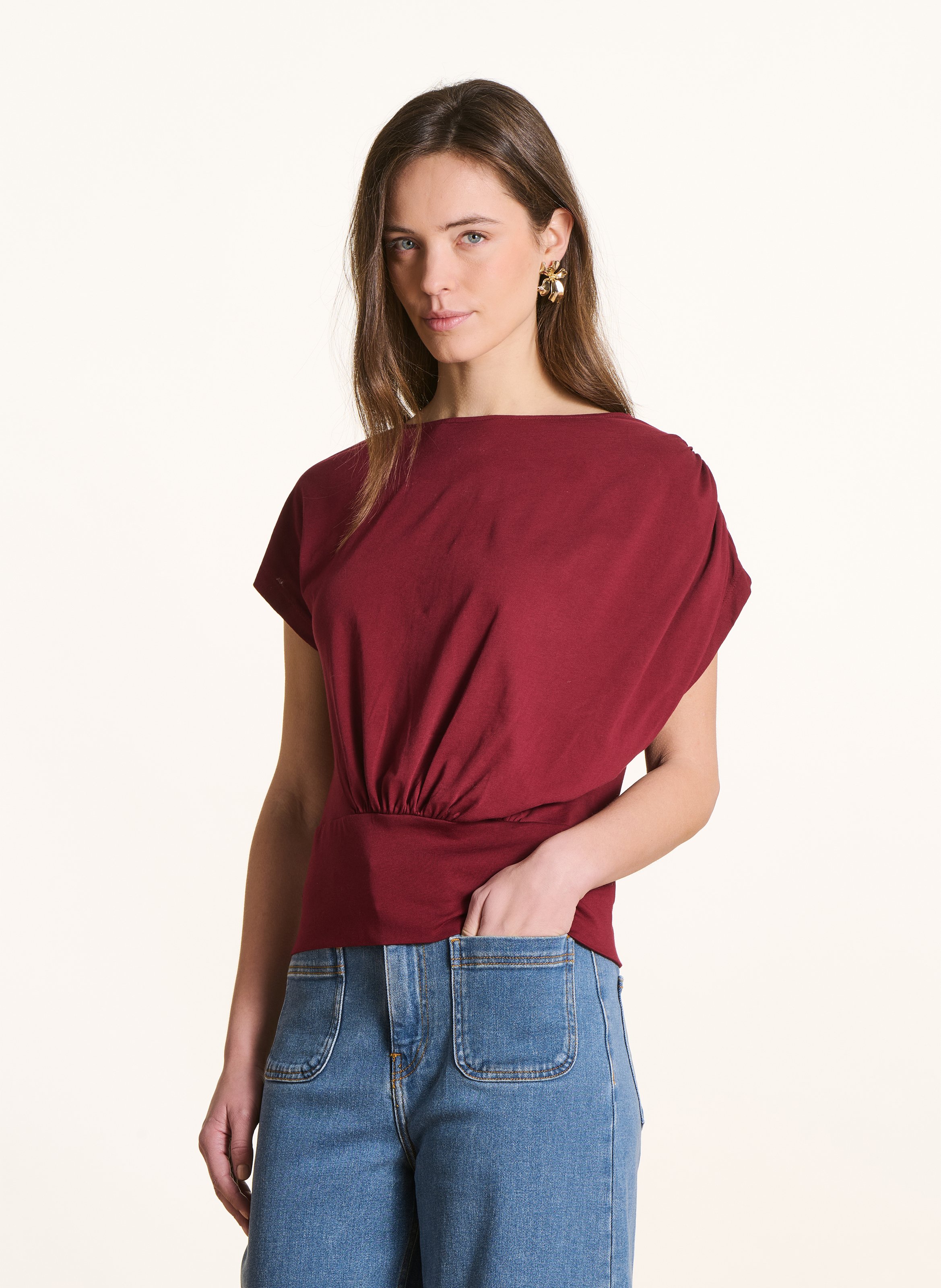 Top ajusté en coton bio LA FEE MARABOUTEE Marron