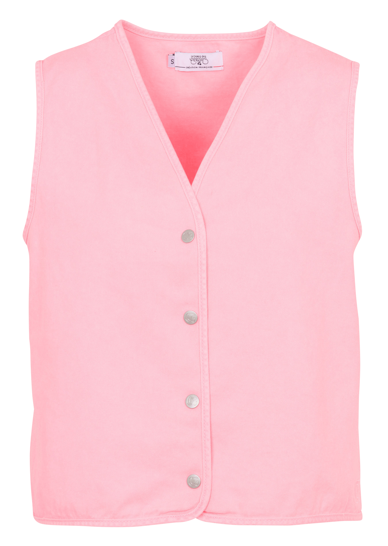Gilet col V en coton LE TEMPS DES CERISES Rose