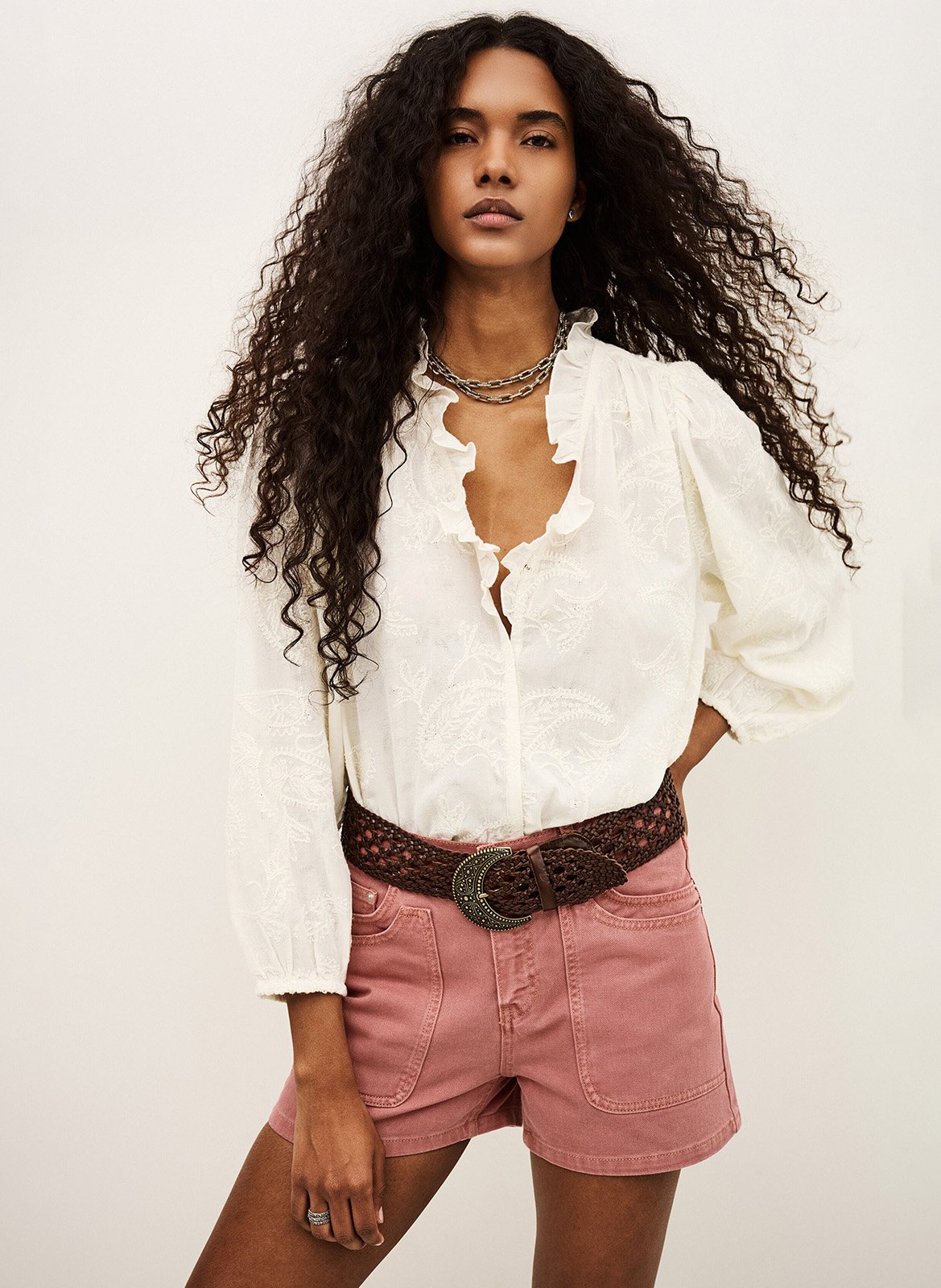 Short droit en coton BA&SH Rose