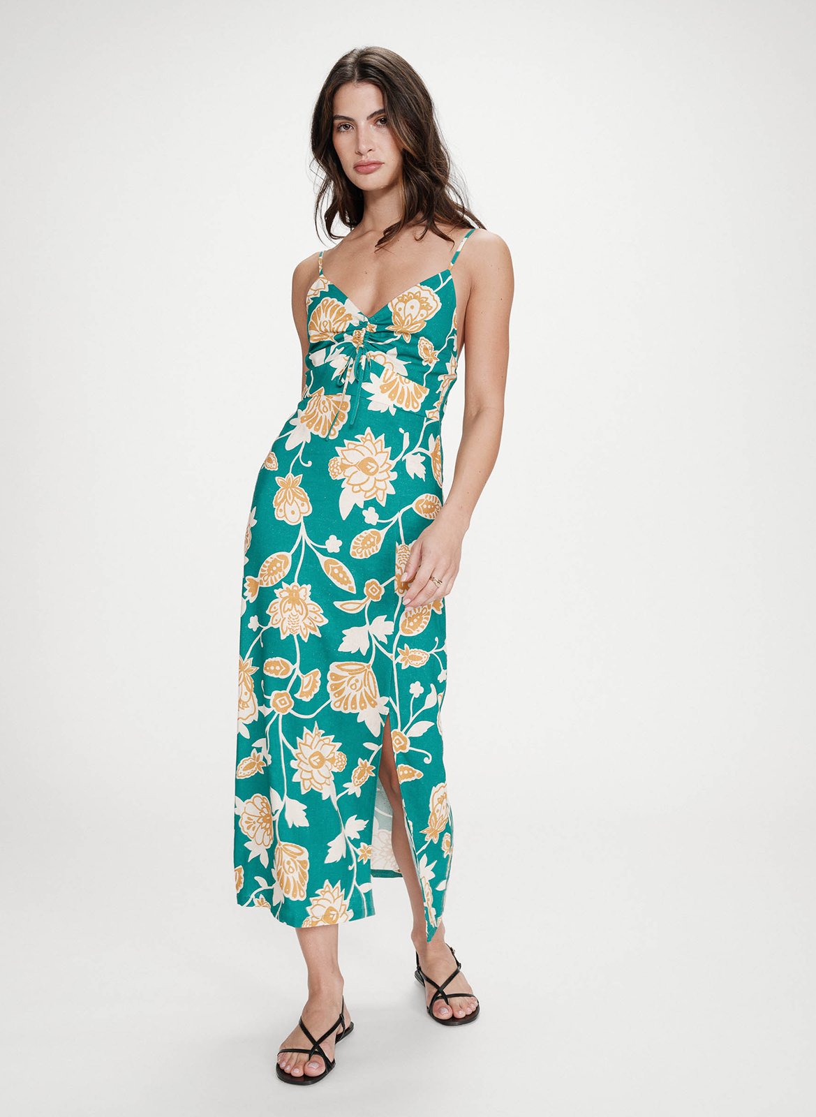 Robe longue à imprimé floral GRACE ET MILA Vert
