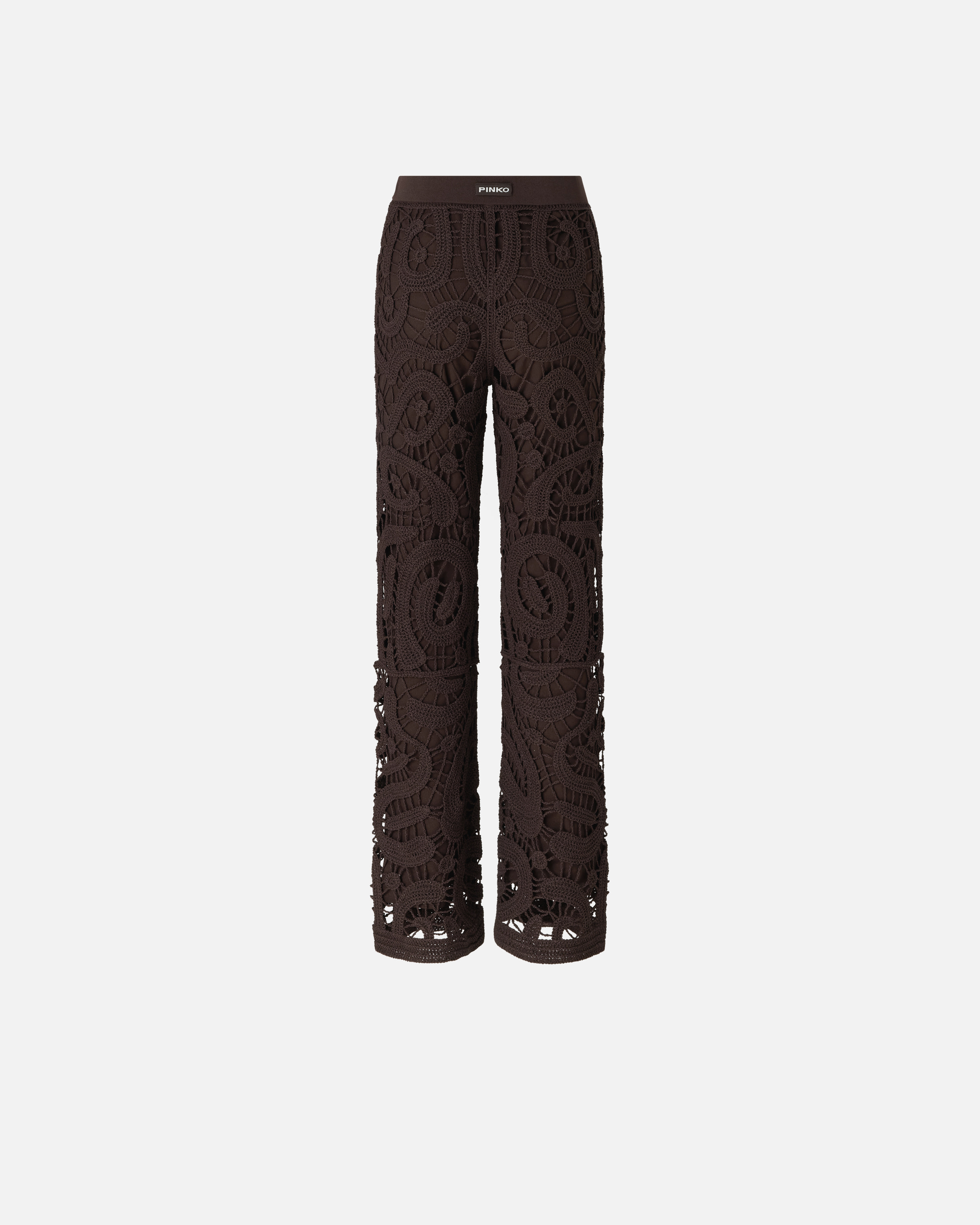 Pantalon en crochet à motif géométrique PINKO Marron