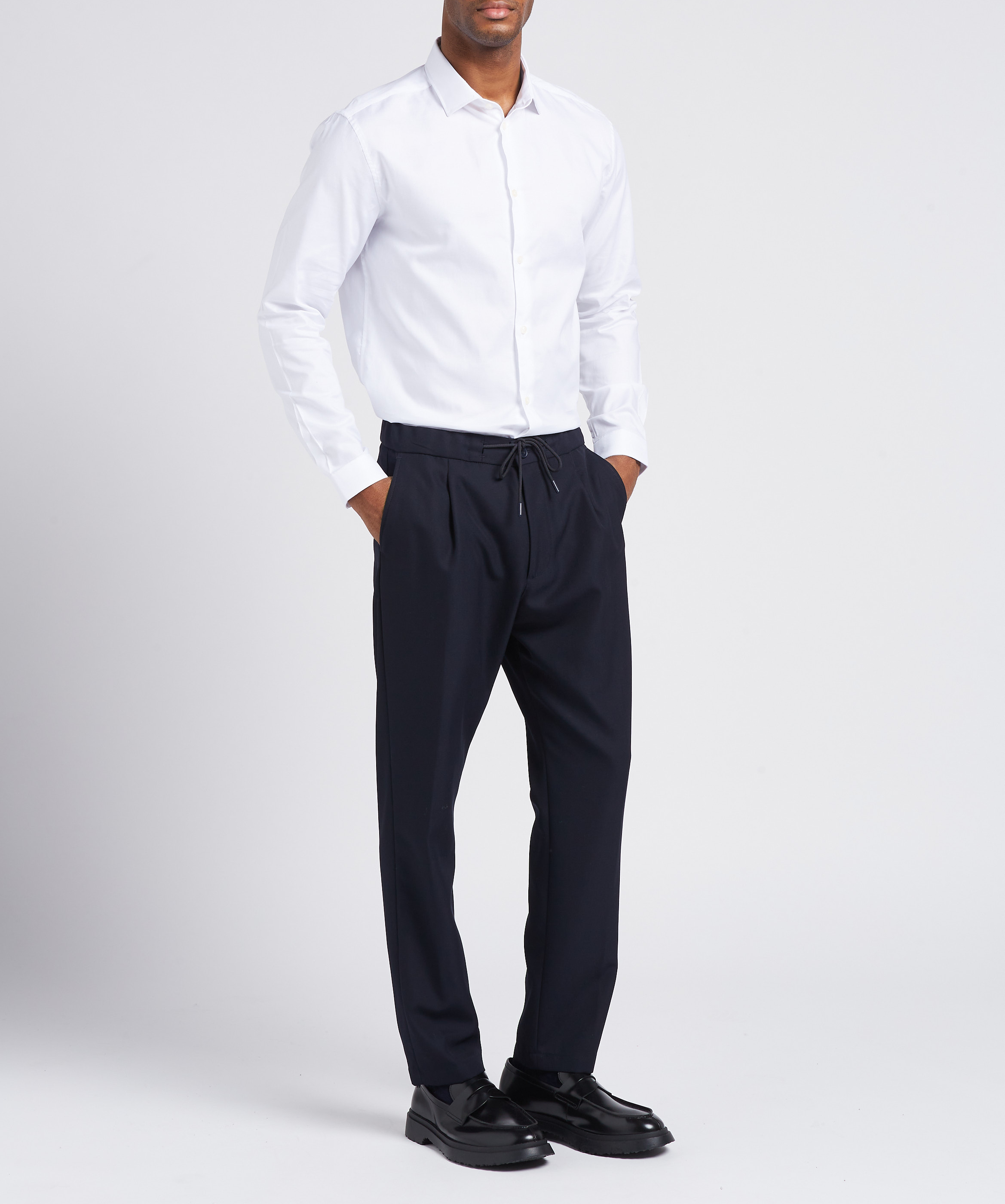 Slim-fit cotton shirt with classic collar AU PRINTEMPS PARIS White