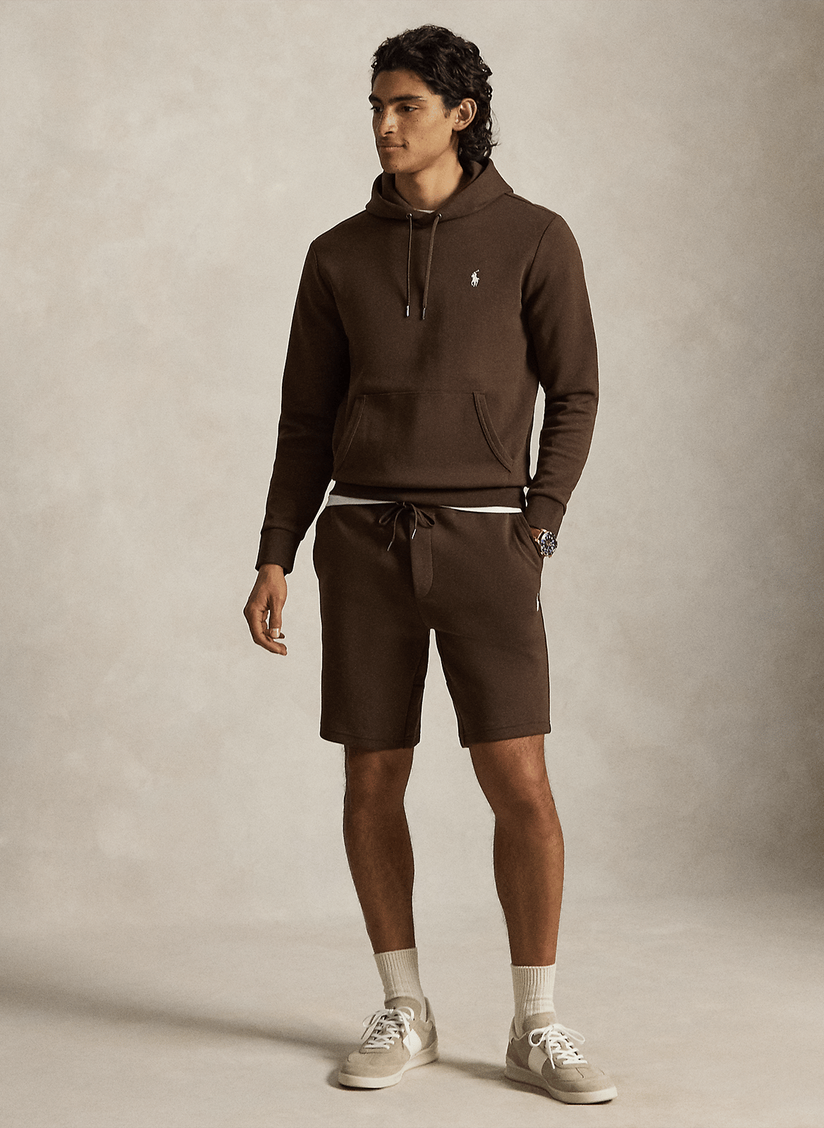 Straight cotton-blend hoodie POLO RALPH LAUREN Brown