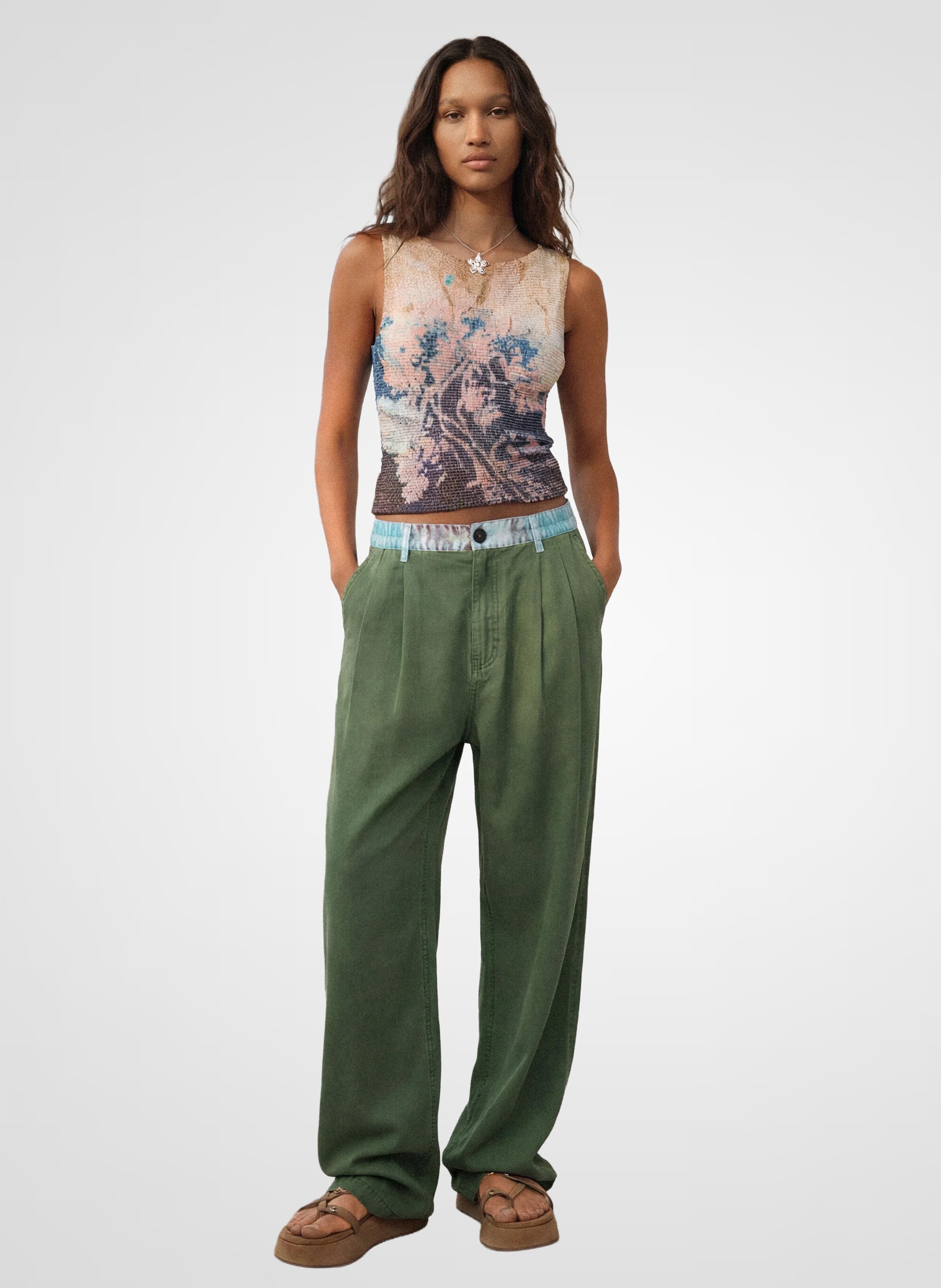 Jean droit DESIGUAL Vert