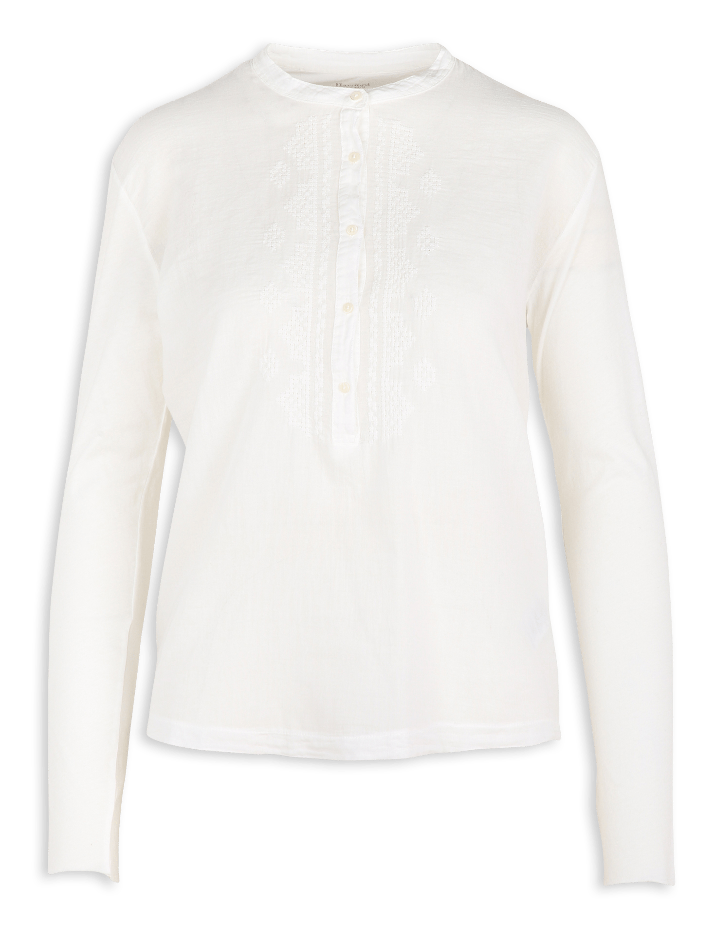 T-shirt met knoopkraag van katoen HARTFORD Wit
