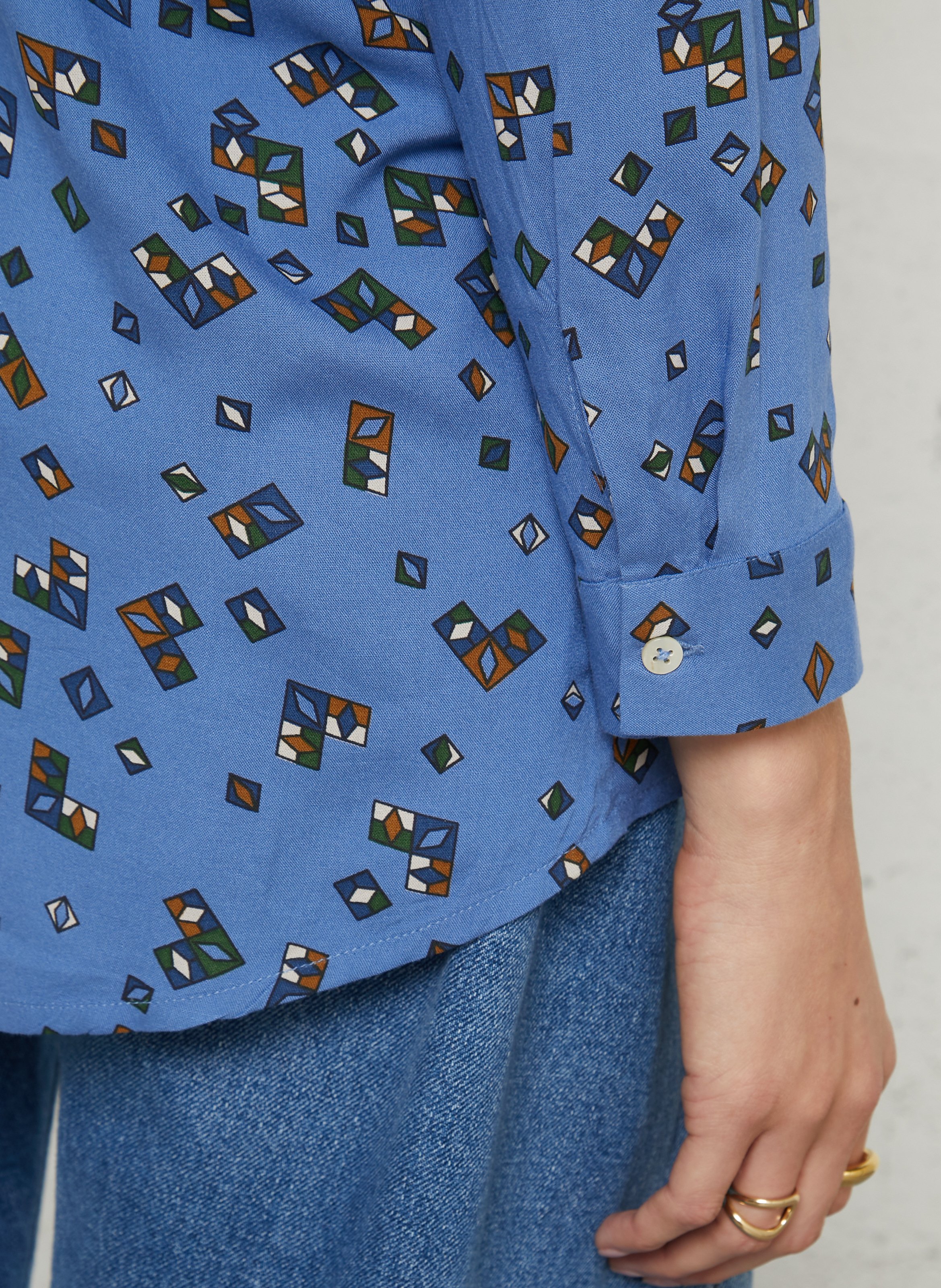 Geometric print shirt NICE THINGS Blue