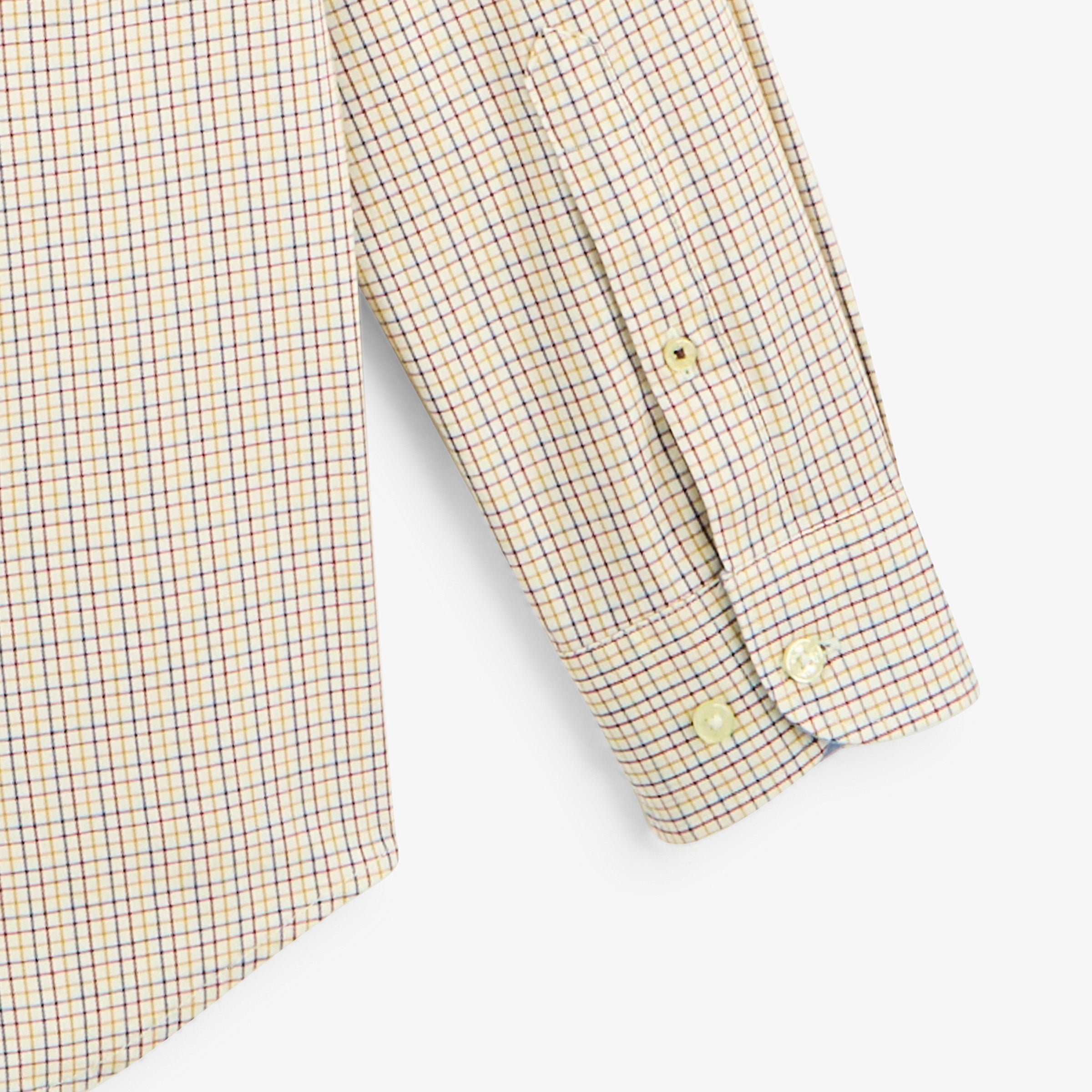 Long-sleeved shirt in mustard yellow cotton with small checks SERGE BLANCO Yellow