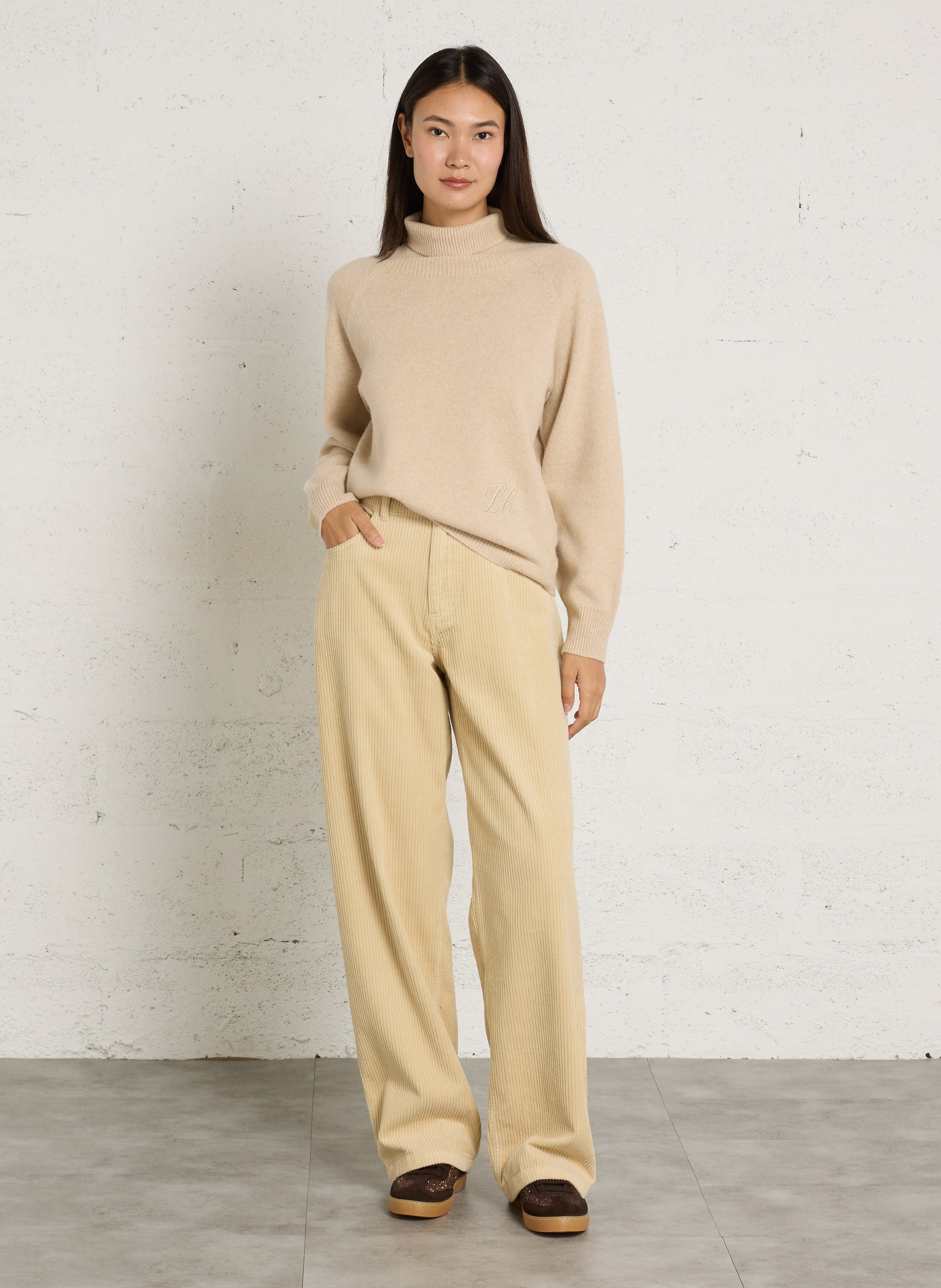 Gerade geschnittene Baumwoll-Cordhose THE NEW SOCIETY Beige