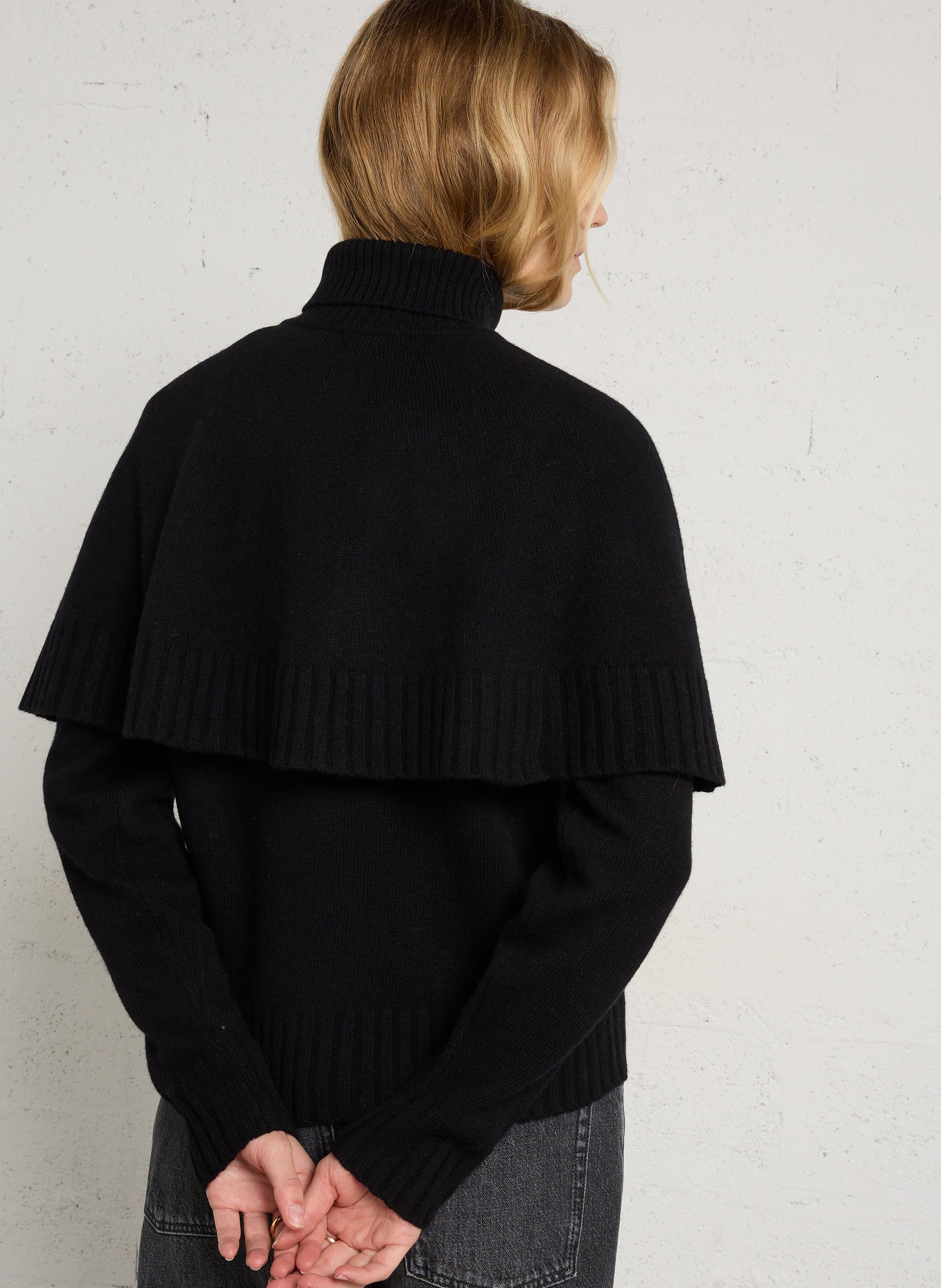Pull col rond en laine BERENICE Noir