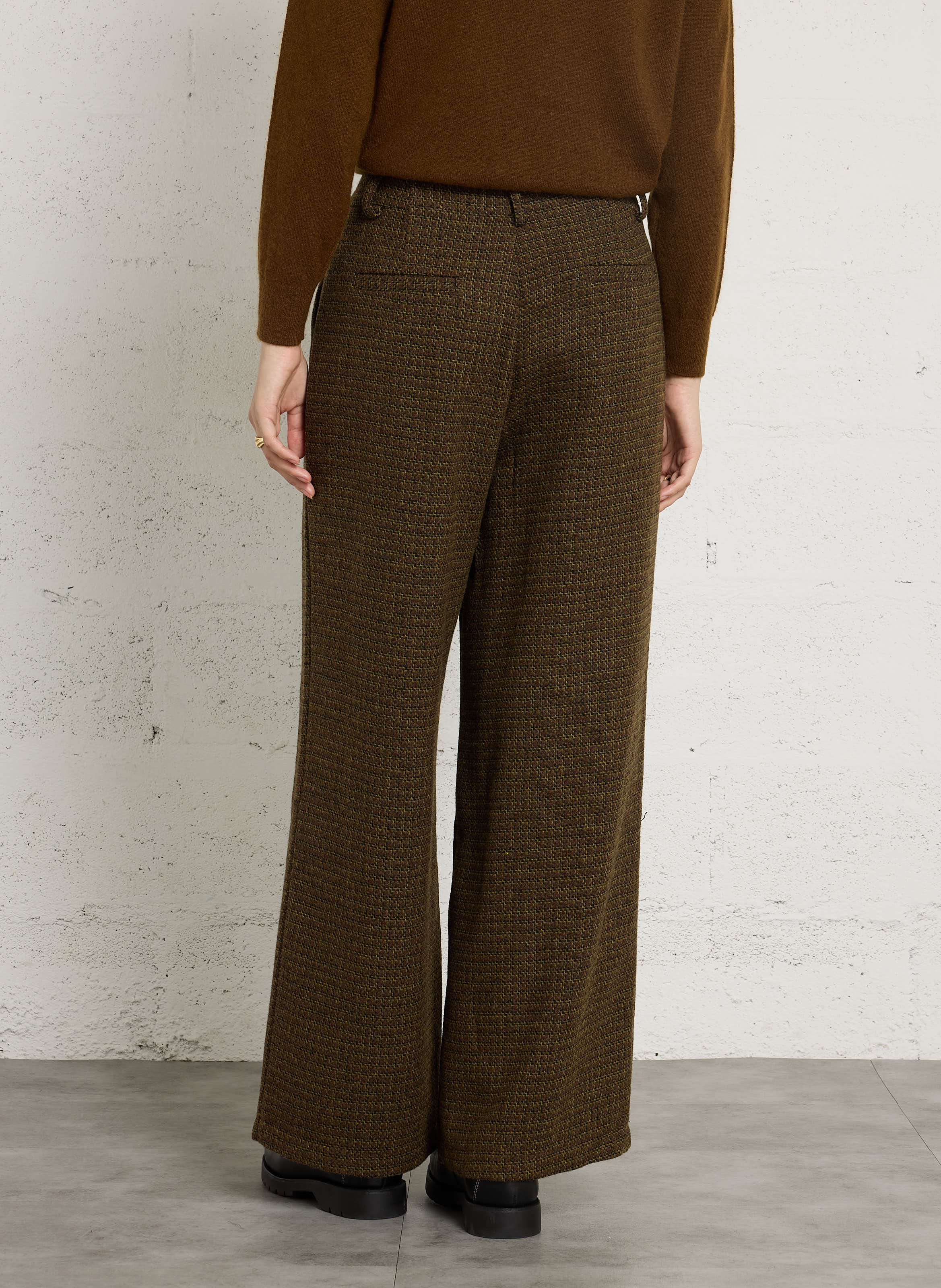 Wijde broek | wolblend THE KORNER Bruin