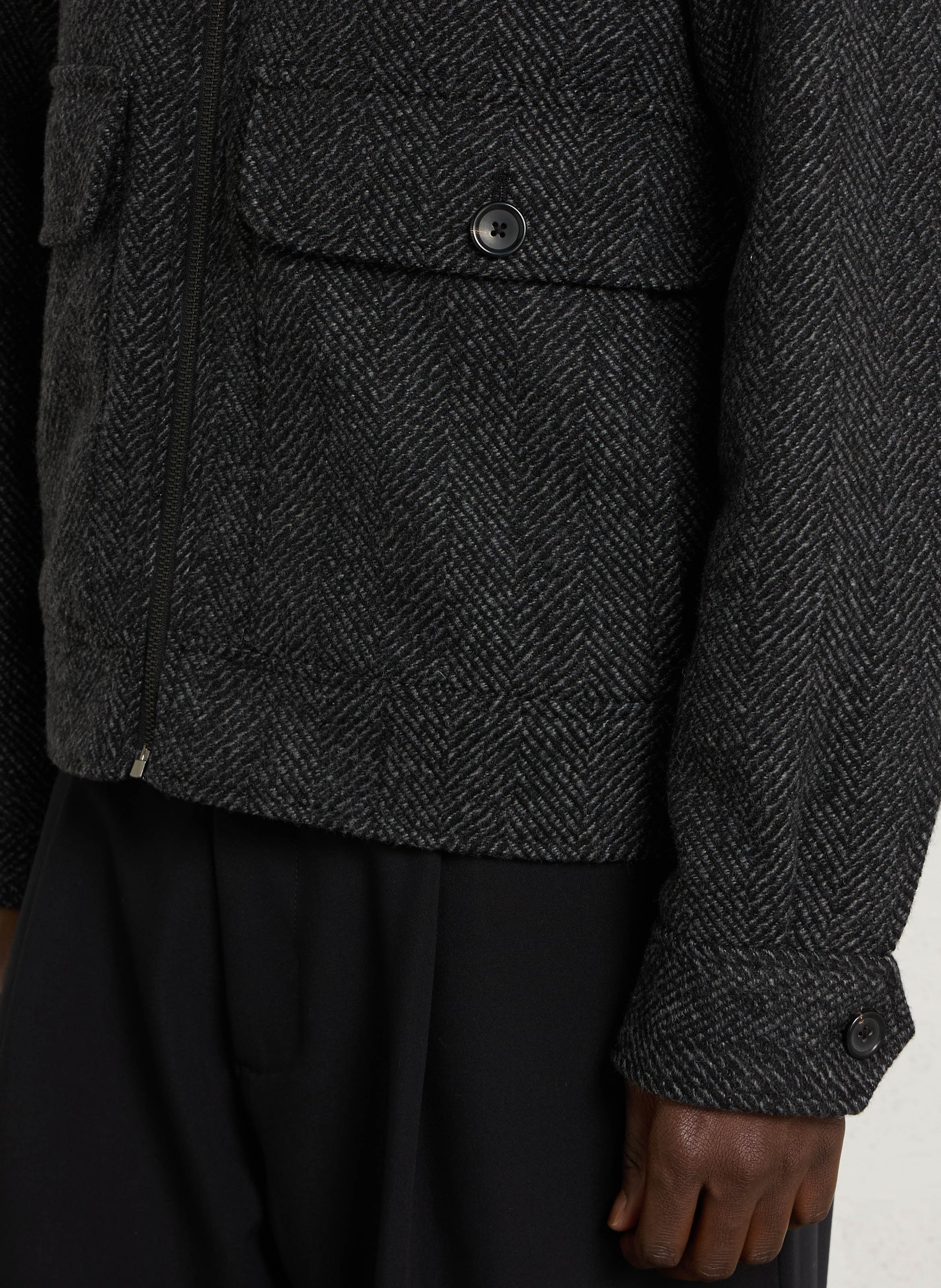 Classic-collar wool-blend jacket PAUL SMITH Black