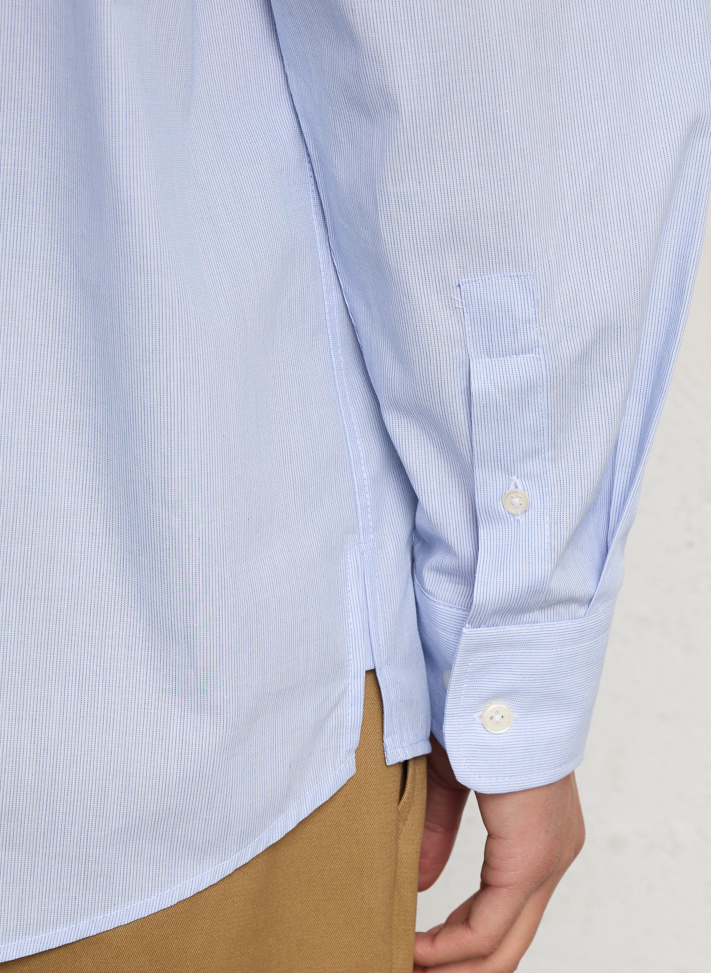 Gestreifte Baumwollbluse mit klassischem Kragen AU PRINTEMPS PARIS Blau