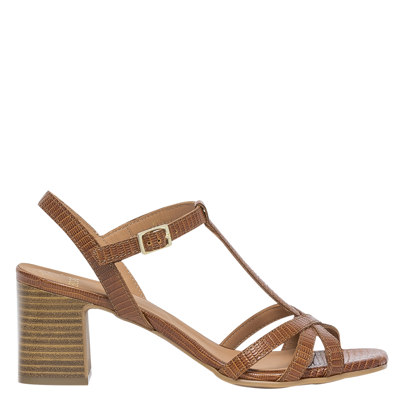 Leren Sandalen Met Vierkante Neus En Hak Cognac Bocage - Dames | Place des  Tendances
