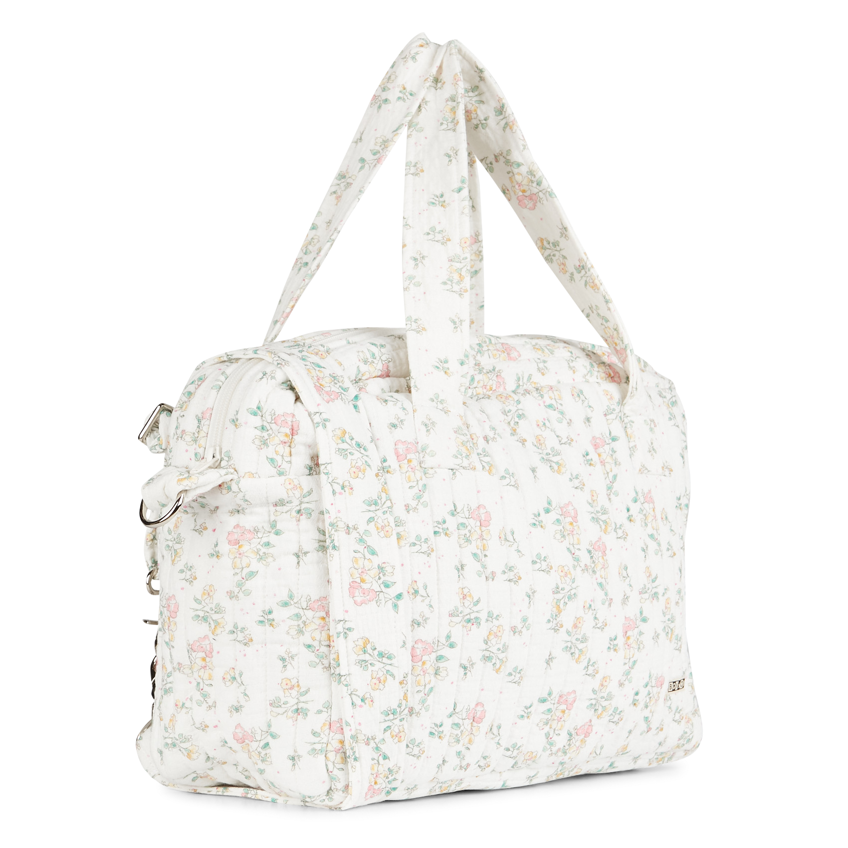 Cabas en coton à imprimé fleuri  BONTON Blanc