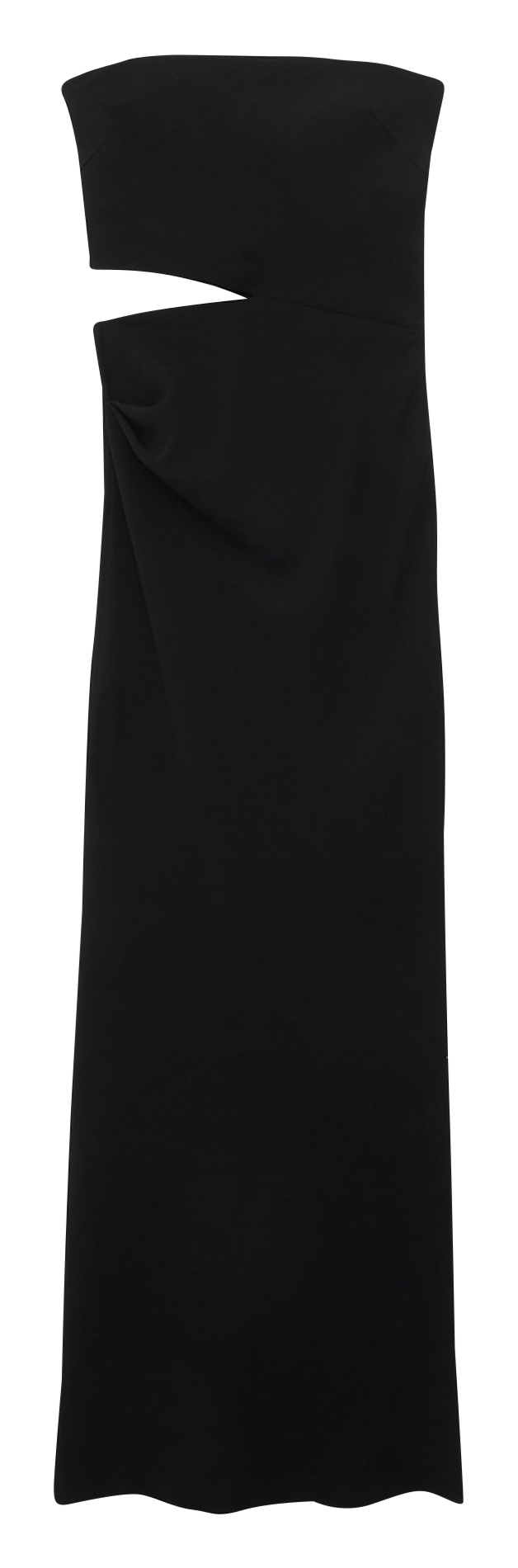 Lange, strapless jurk met asymmetrisch effect ZwartZAPA