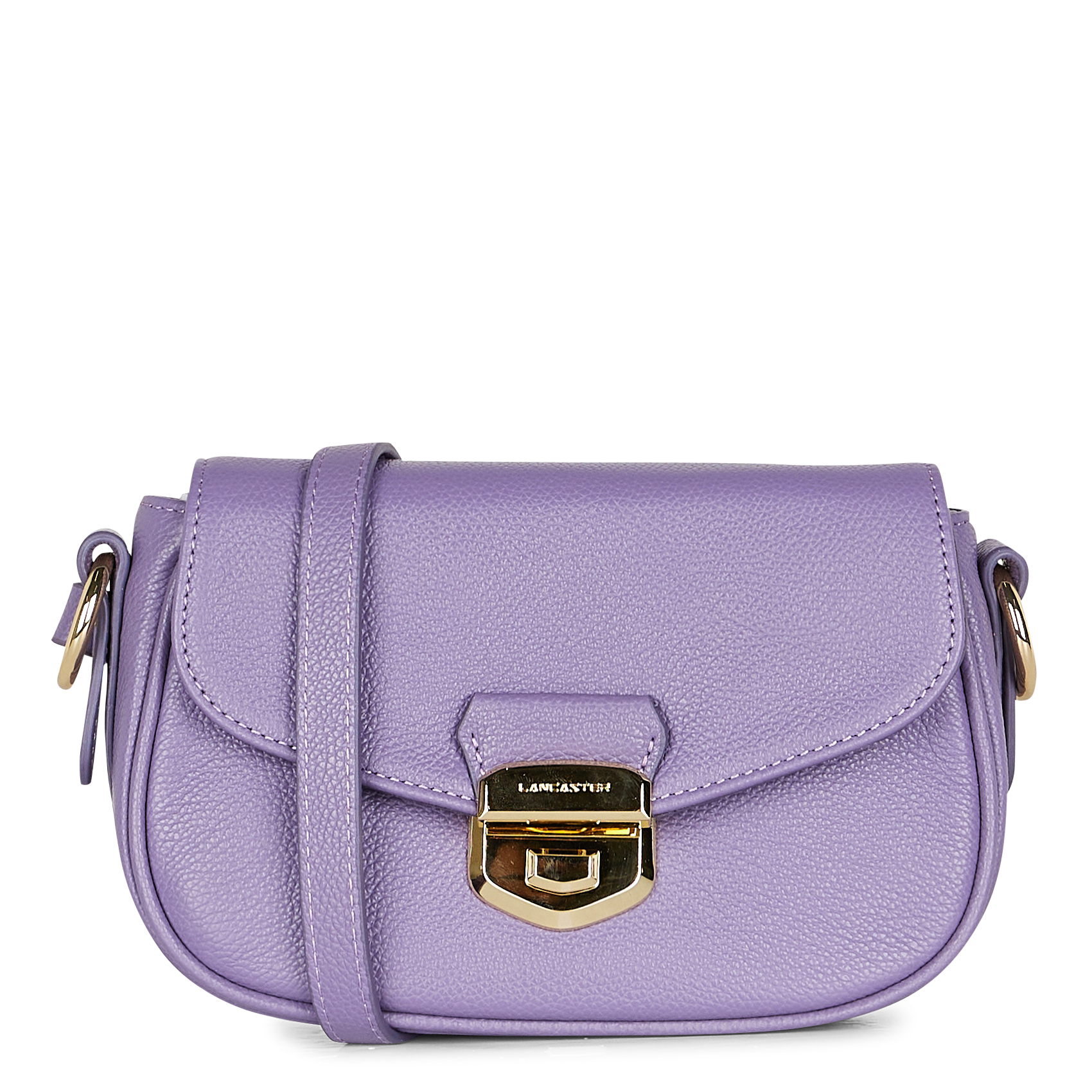 Leather crossbody flap bag with clasp LANCASTER PARIS Purple