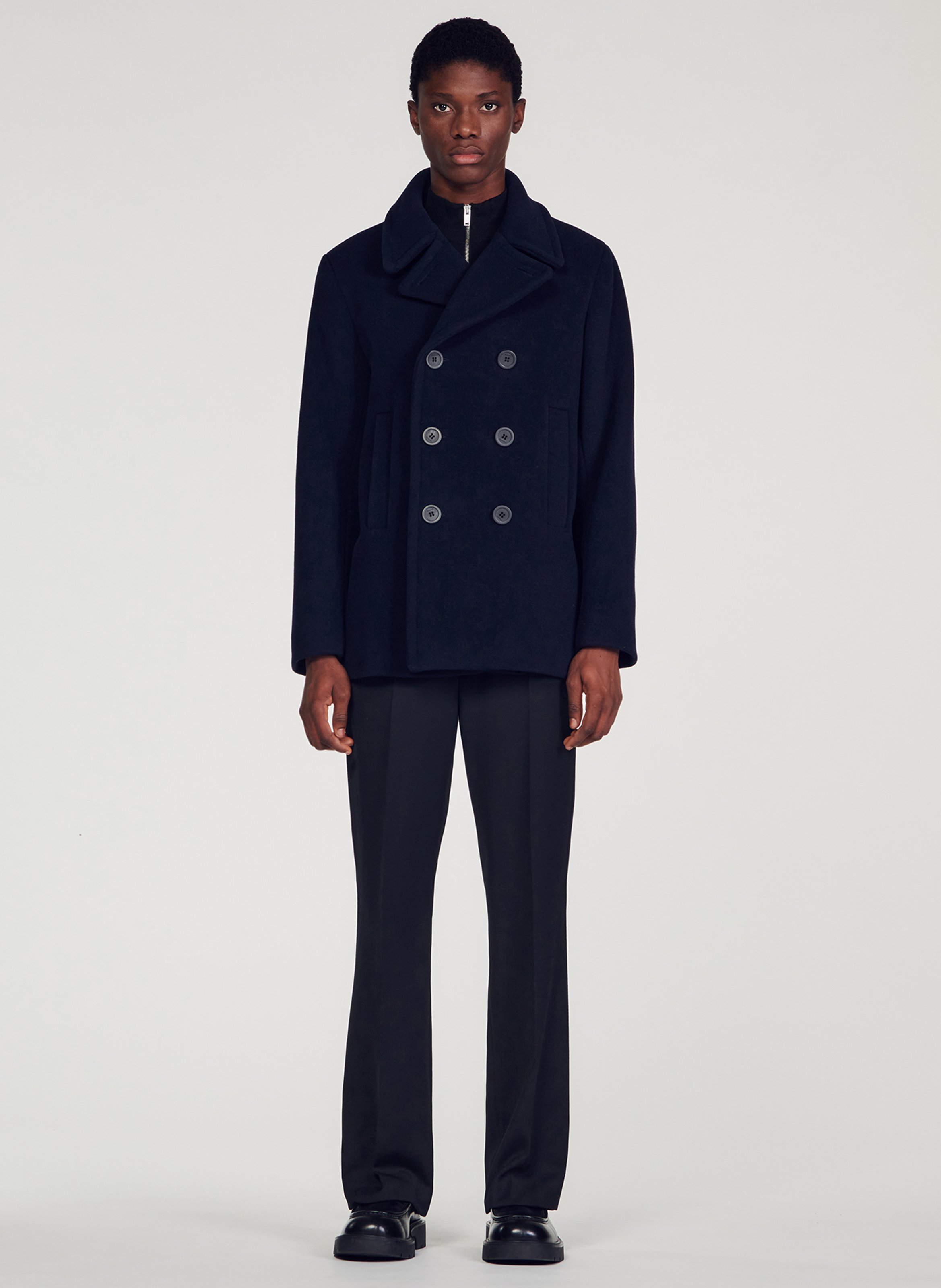 Sandro blue cheap wool coat