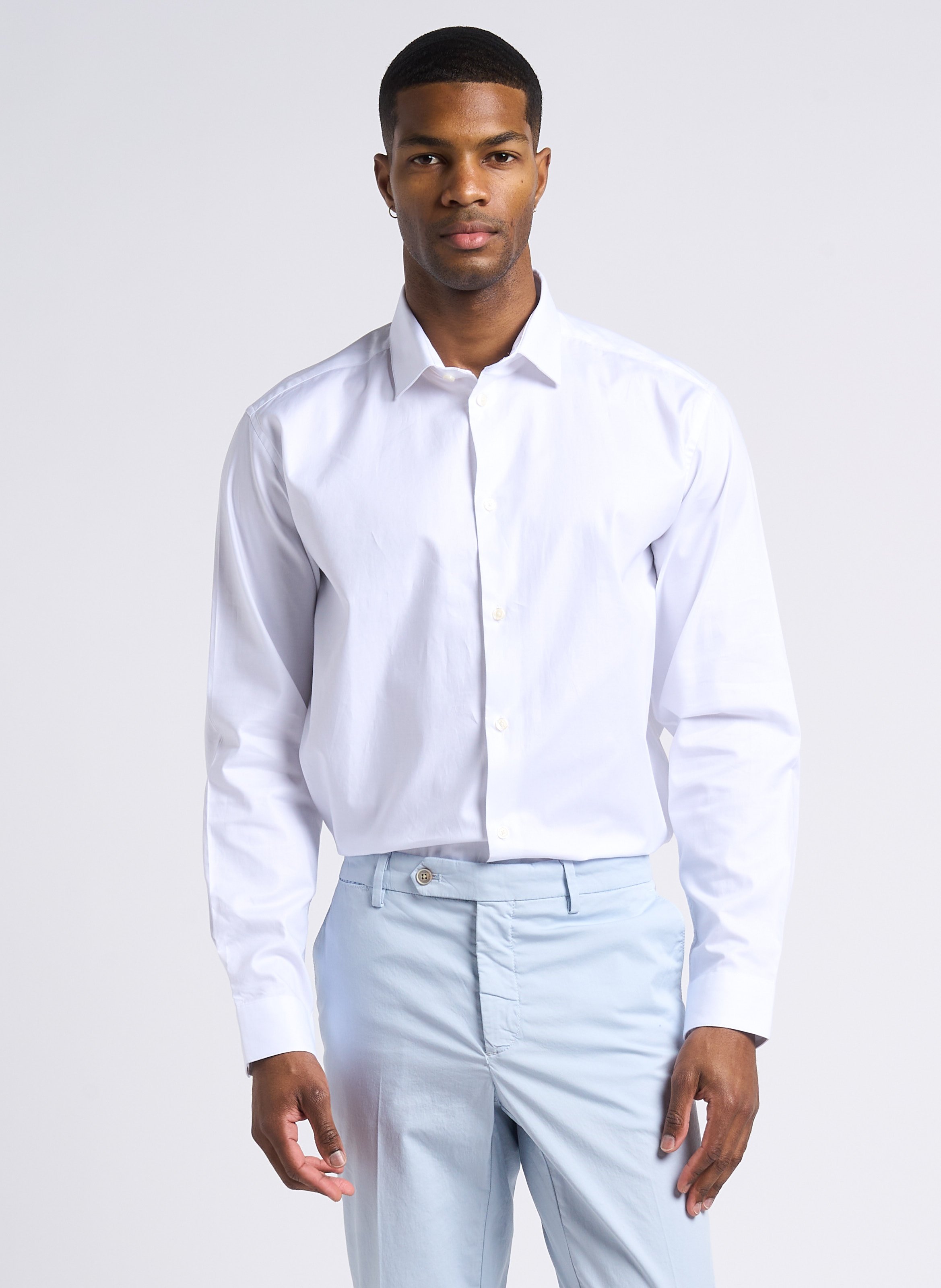 Straight cotton shirt with classic collar AU PRINTEMPS PARIS