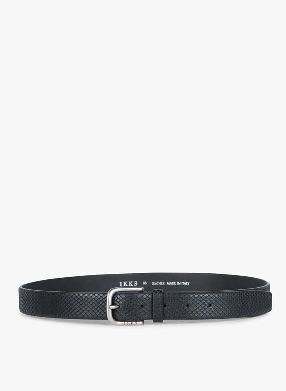 Ceinture En Cuir Embosse Serpent Noir Ikks Homme MZ91003 02 NOIR Place des Tendances