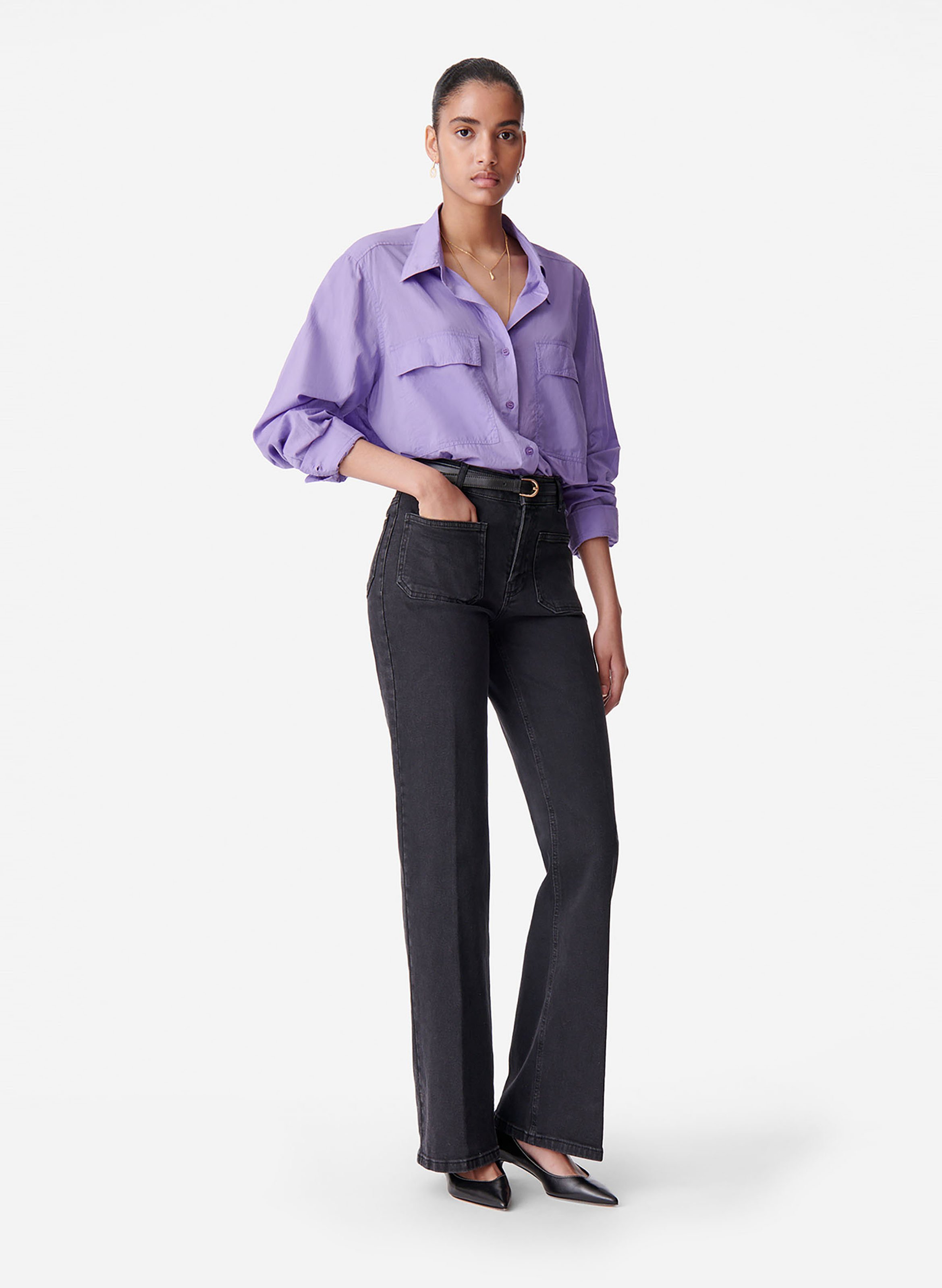 Rechte jeans met hoge taille - katoenblend VANESSA BRUNO Zwart