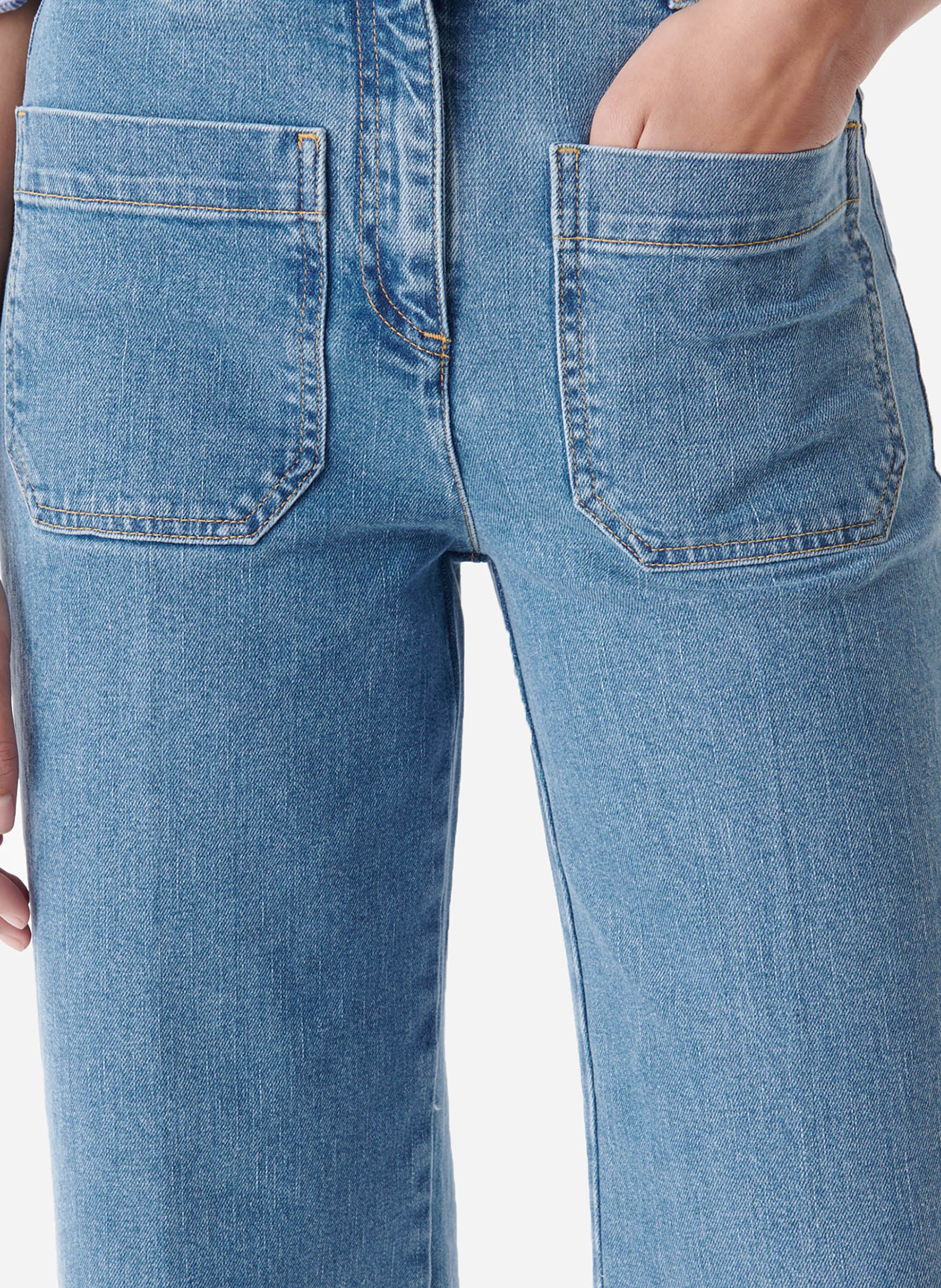 Jean 7/8ème évasé en coton mélangé VANESSA BRUNO Bleu