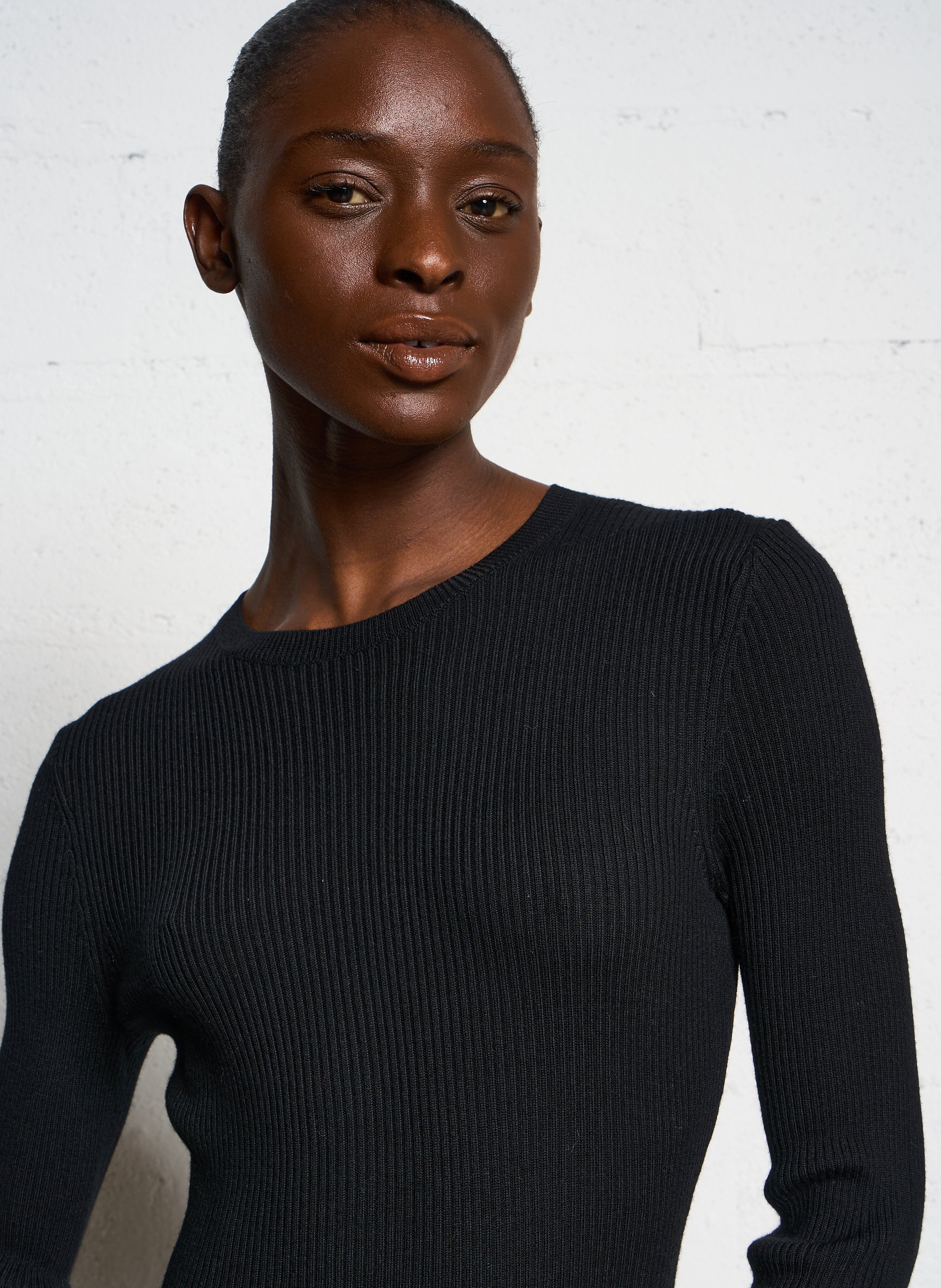 Long round-neck wool dress FROM FUTURE Black
