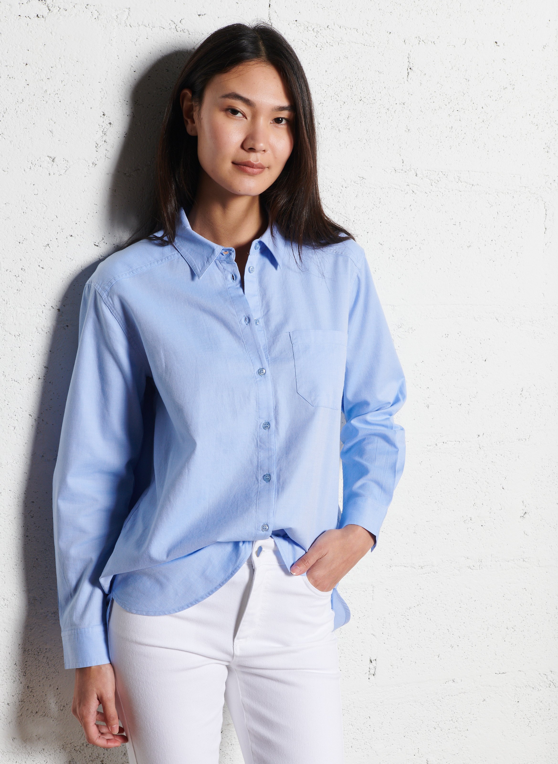 Chemise col classique manches contrastantes en coton MAISON 123