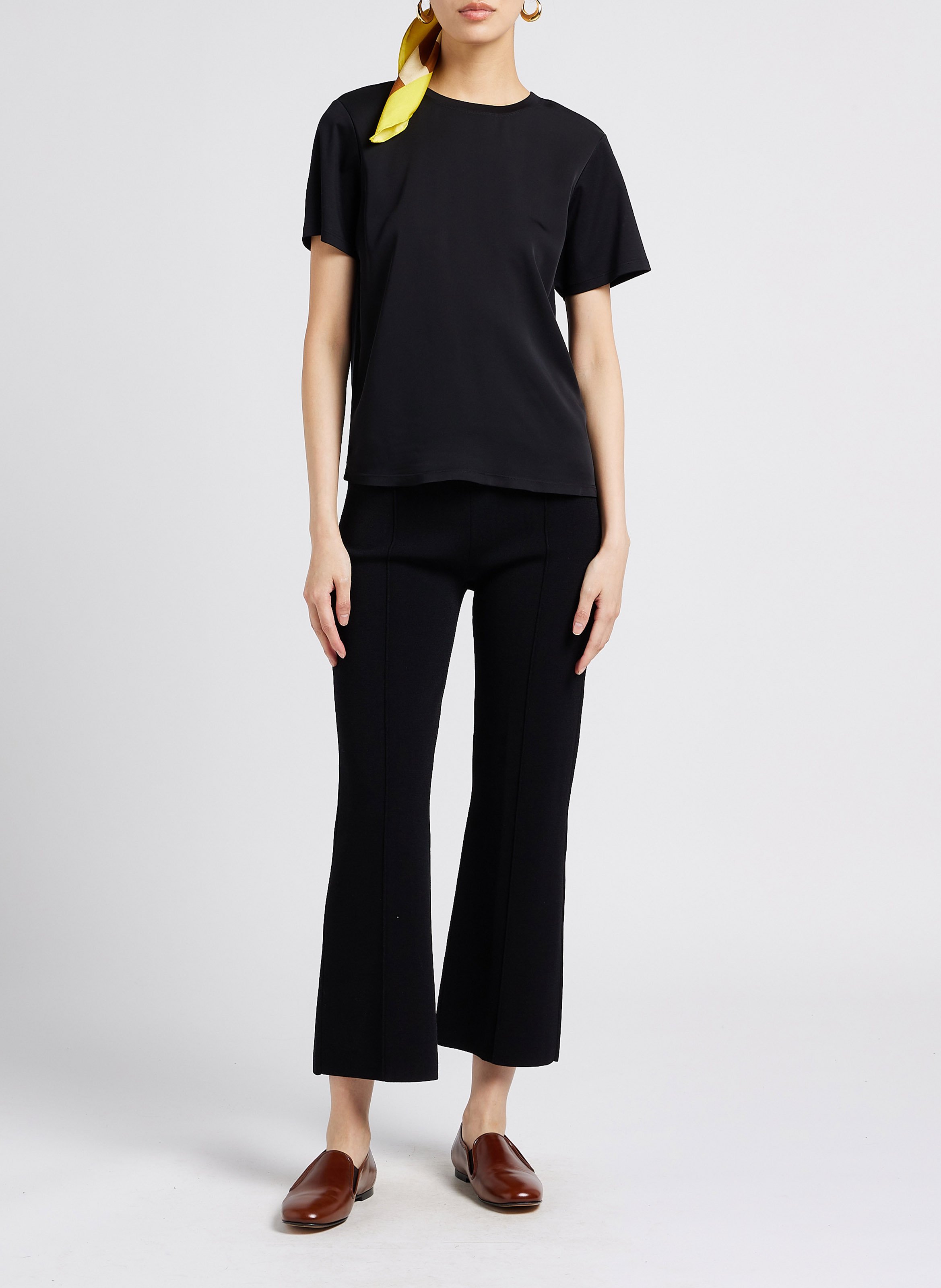 Wide-leg stretch fabric pants THEORY Black