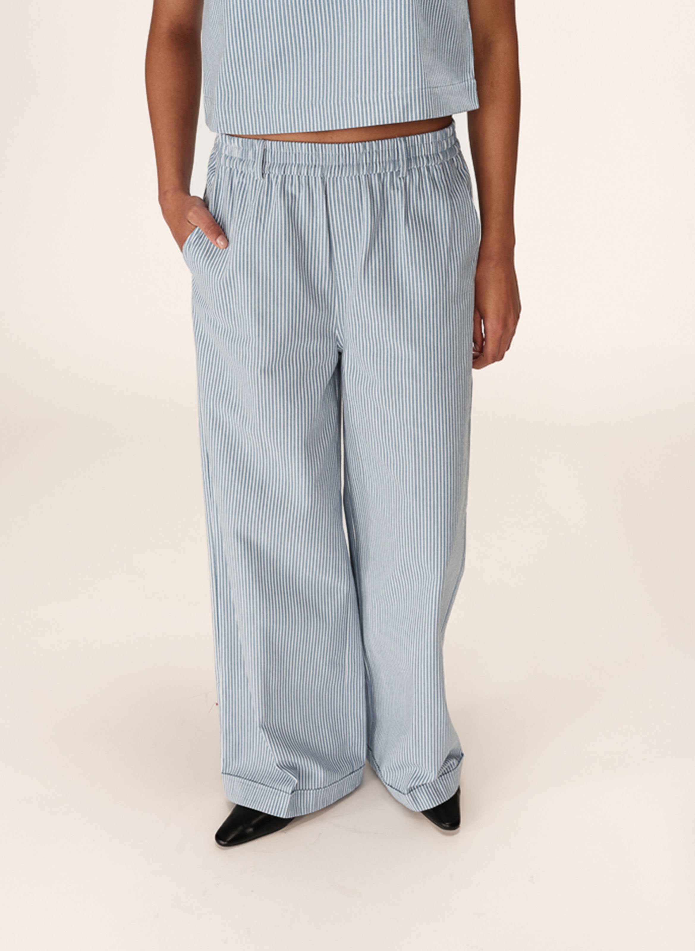 Pantalon droit rayé GRACE ET MILA Blue