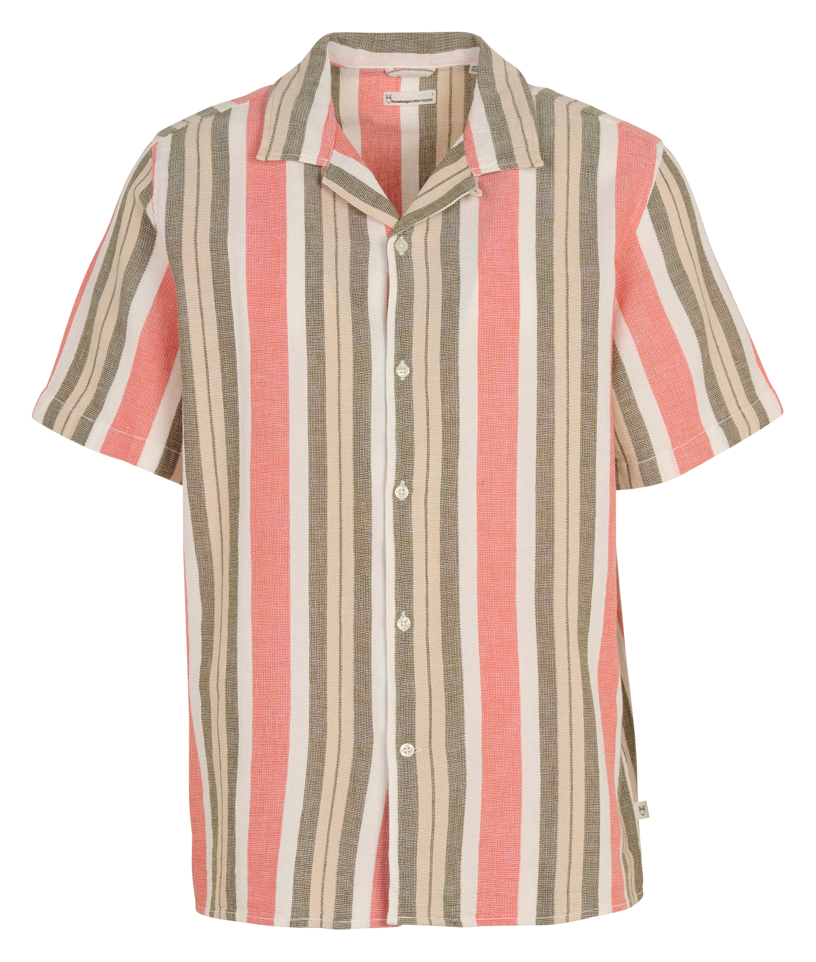 Chemise droite en coton bio rayé KNOWLEDGE COTTON APPAREL Vert