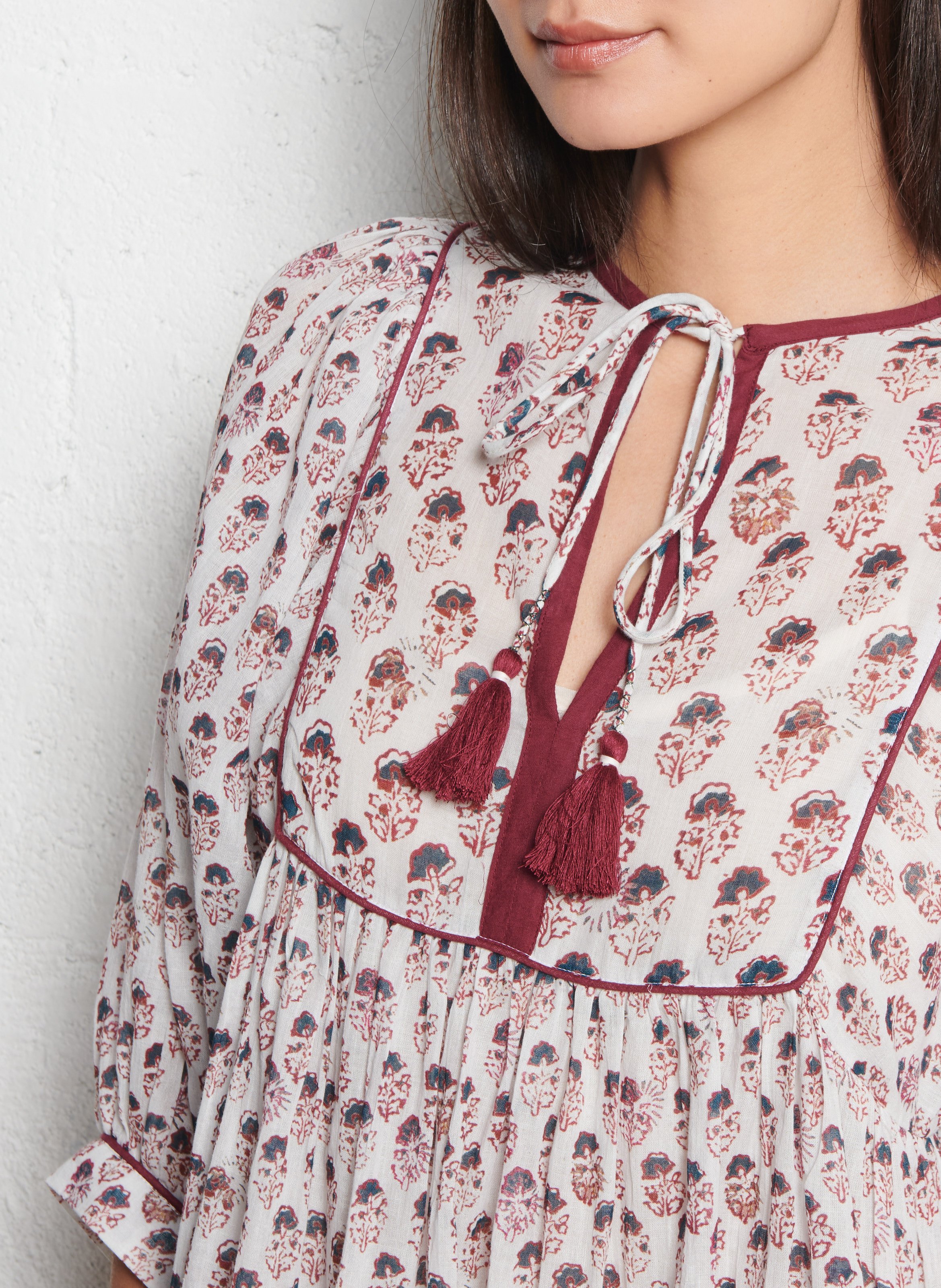 Lange jurk van bedrukt katoen M.A.B.E Blauw