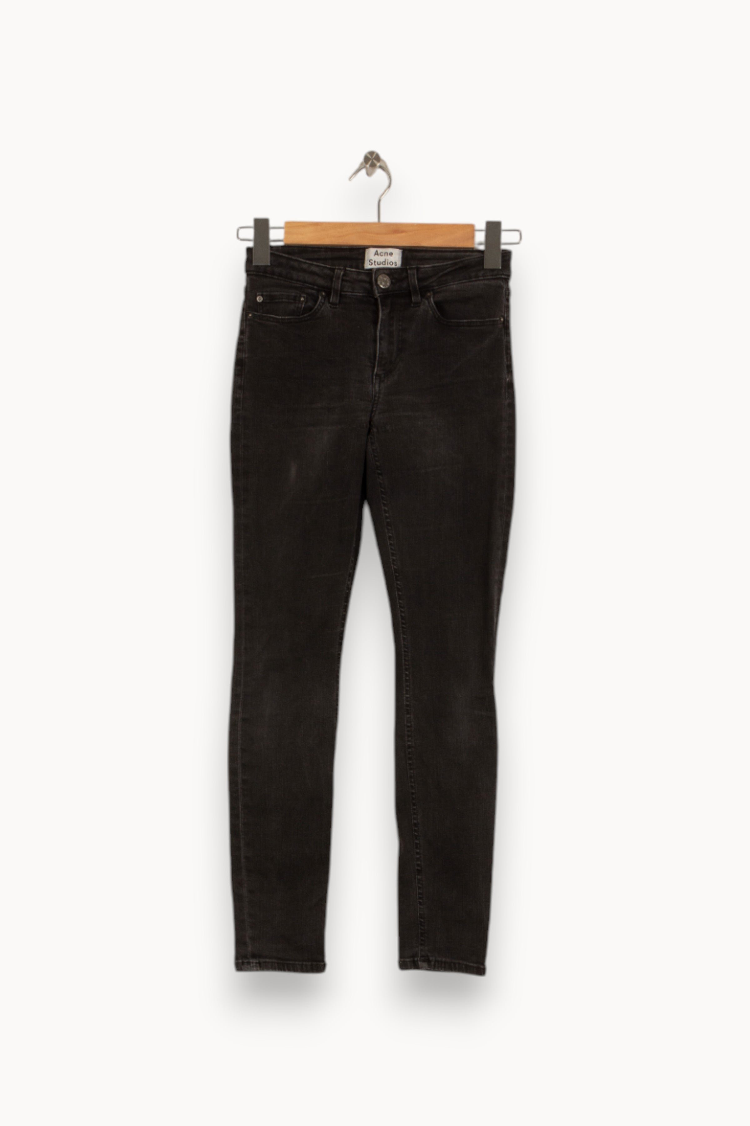 Cropped slim jeans with studs ACNE STUDIOS - Seconde Main Black