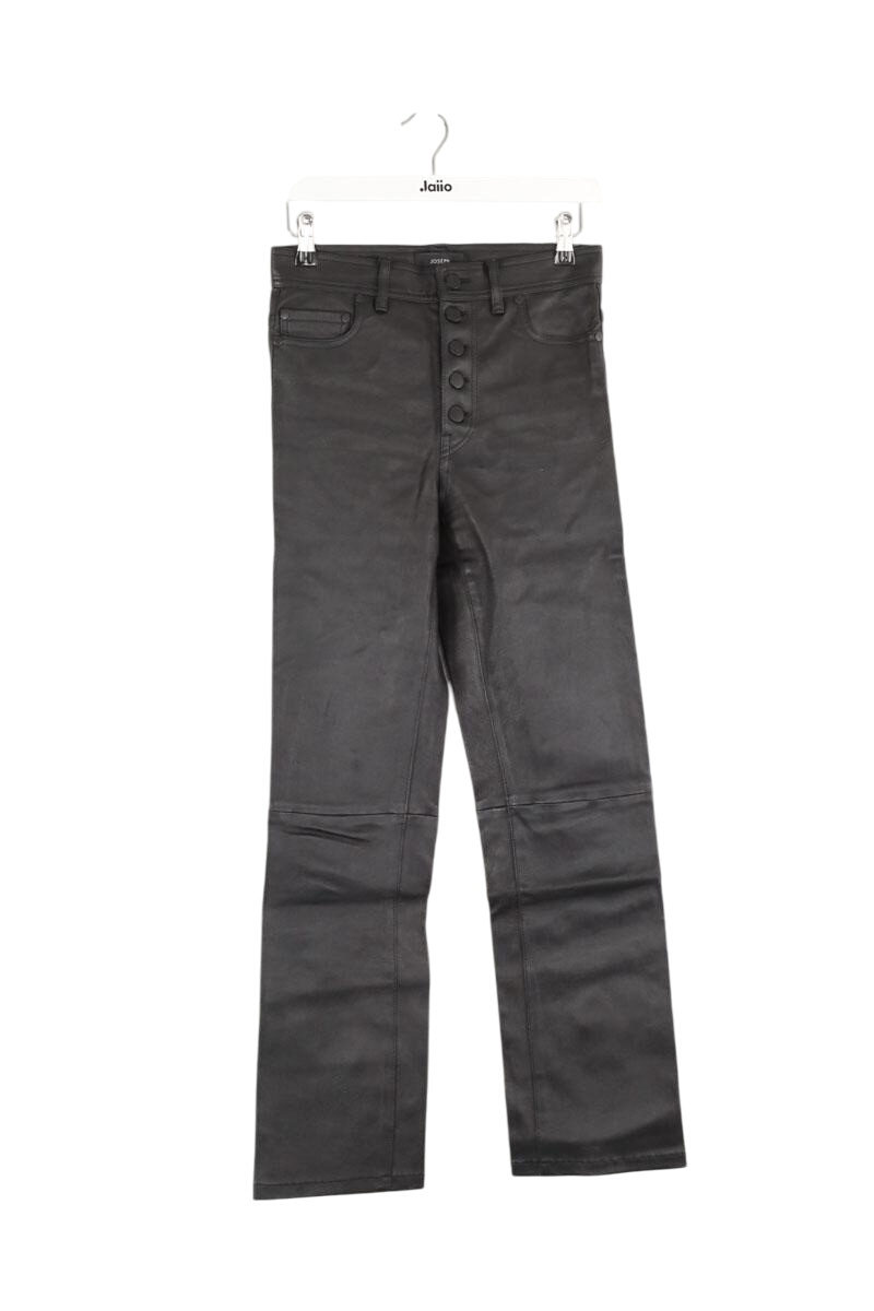 Straight leather pants JOSEPH - Seconde Main Black