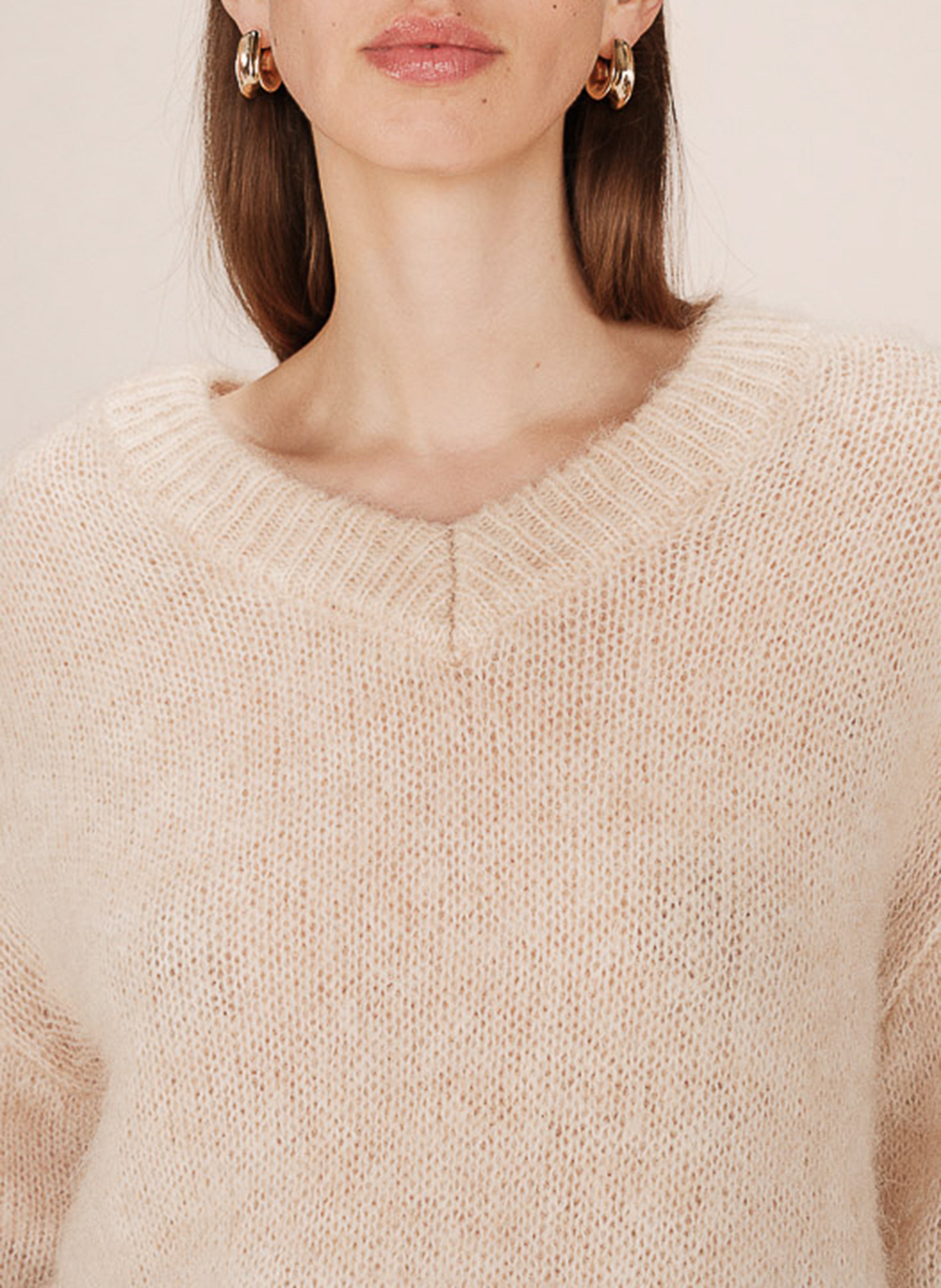 Straight-cut V-neck knit sweater GRACE ET MILA Yellow