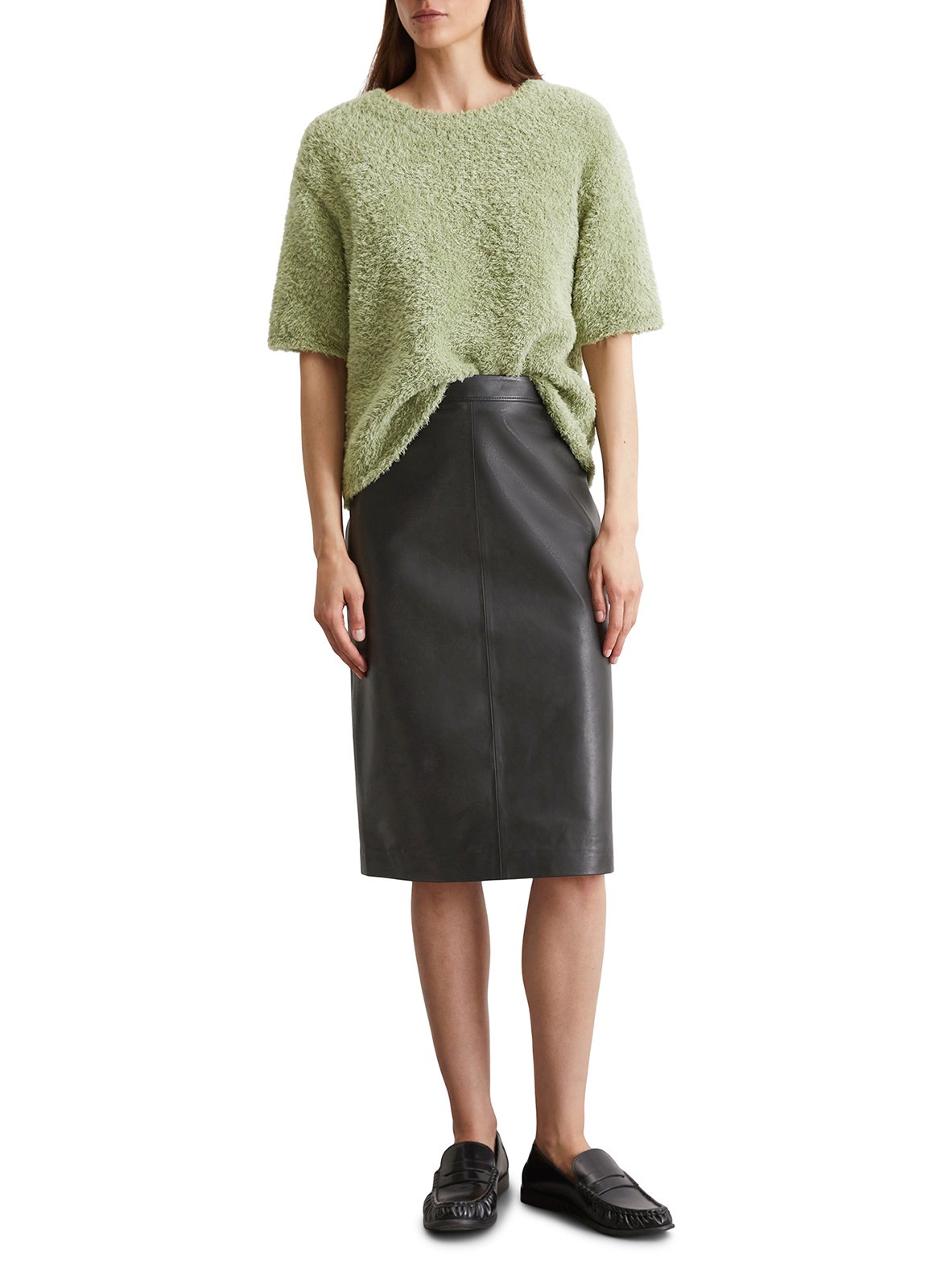 Falda corta de cuero MARC O'POLO Negro