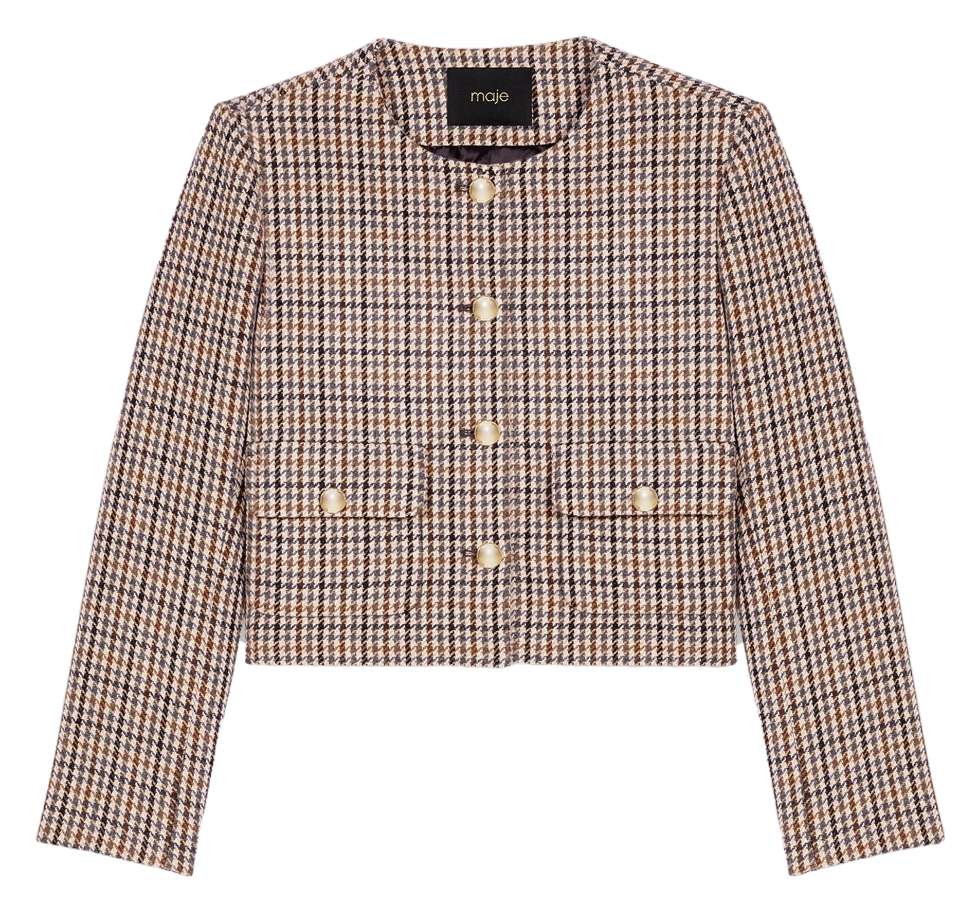 Veste courte à carreaux MAJE Beige