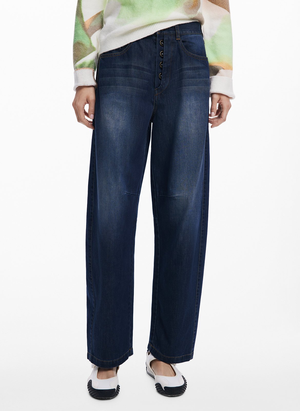 Jean ballon en coton mélangé DESIGUAL Bleu