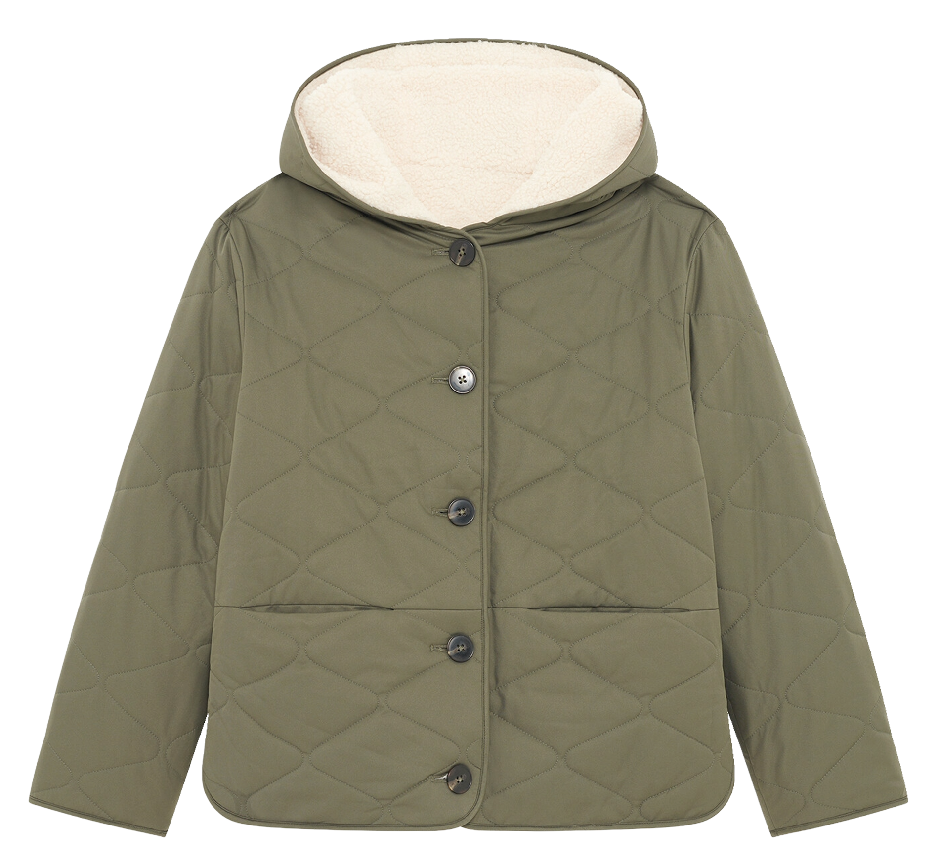 Straight down jacket made of recycled fibers CAROLL Green