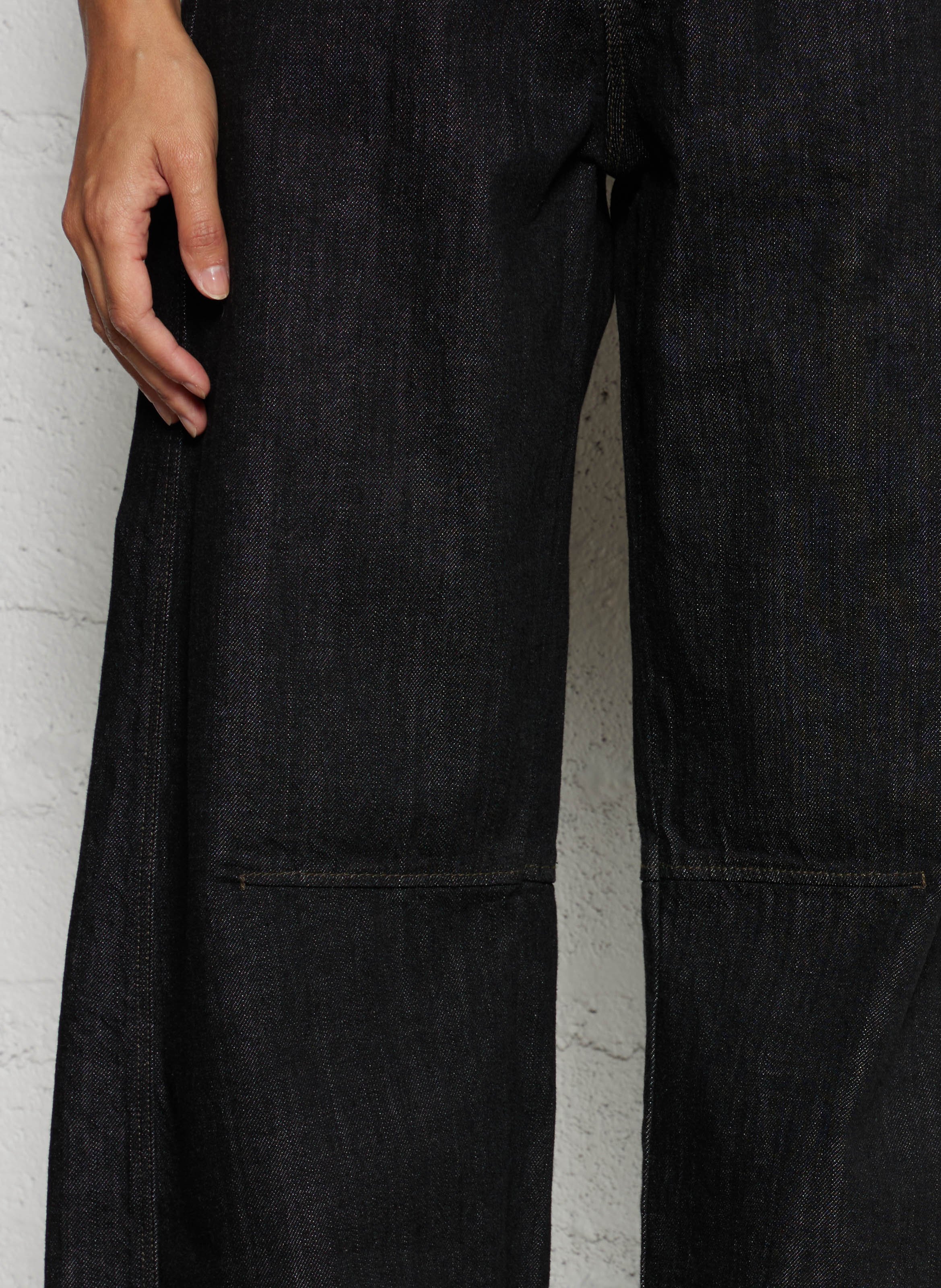 Raw wide-leg jeans Black