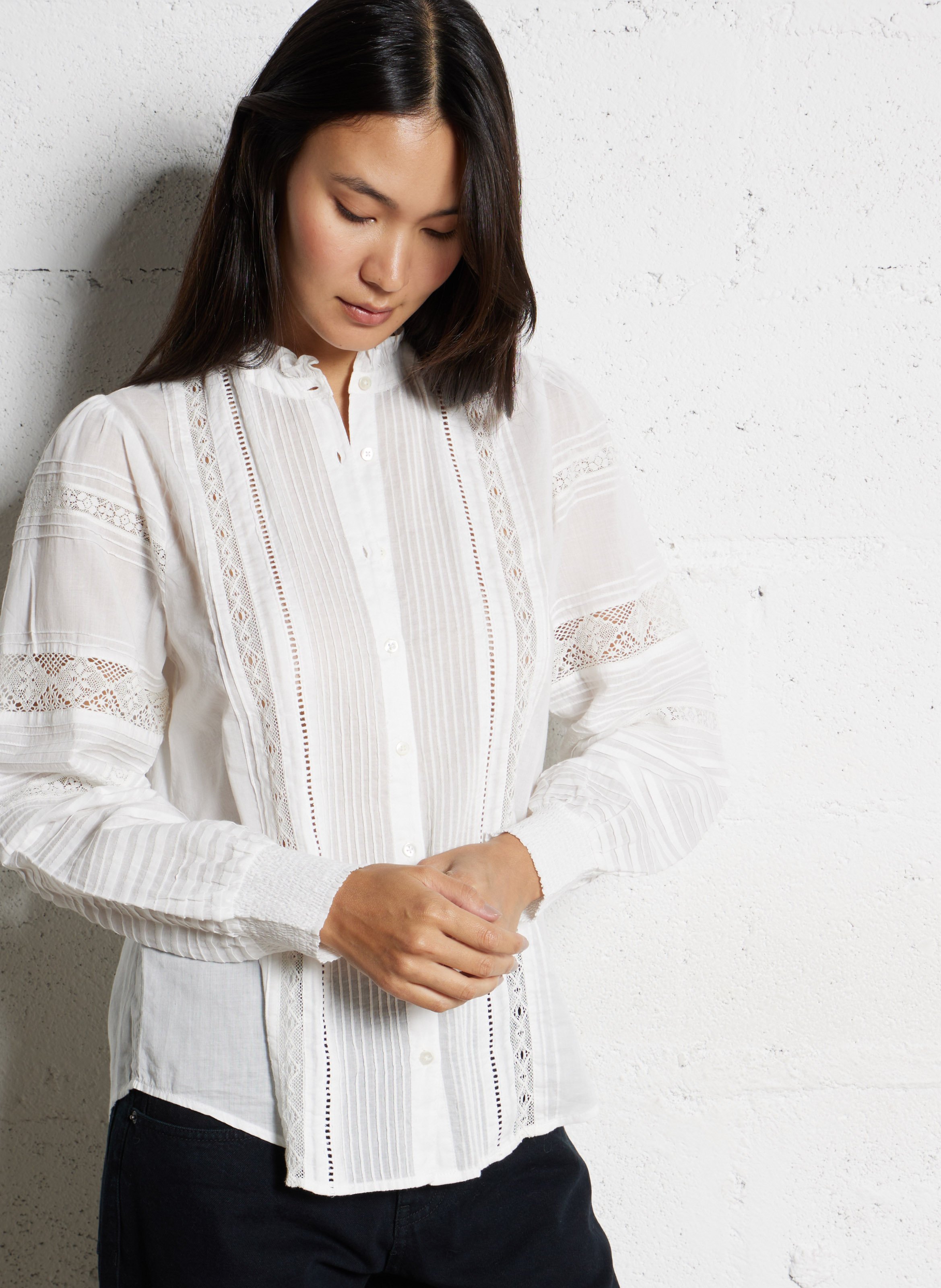 Chemise droit col rond en coton HARTFORD Multicolore