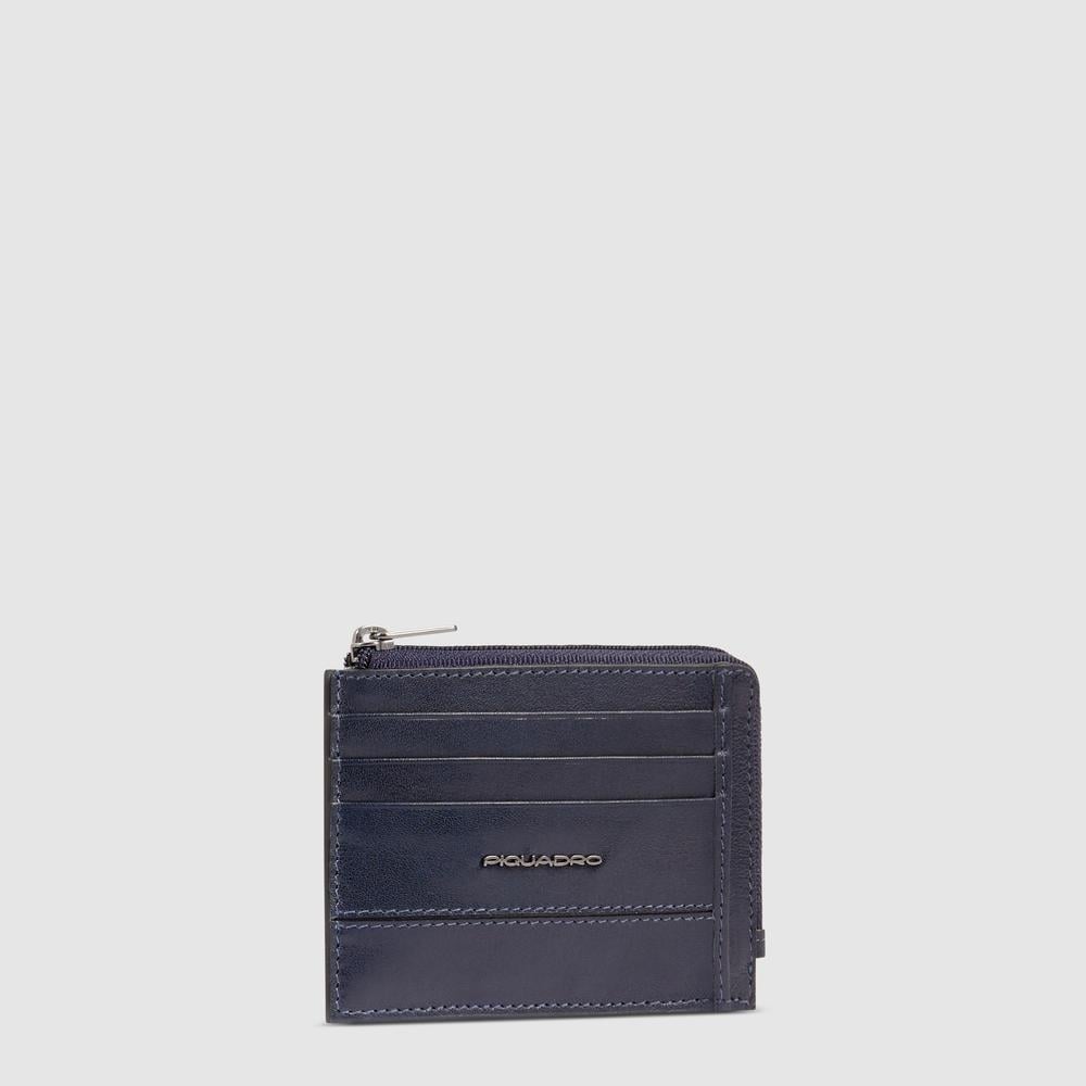 Zippered wallet with credit card slots, document holder, and RFID protection PIQUADRO Blue