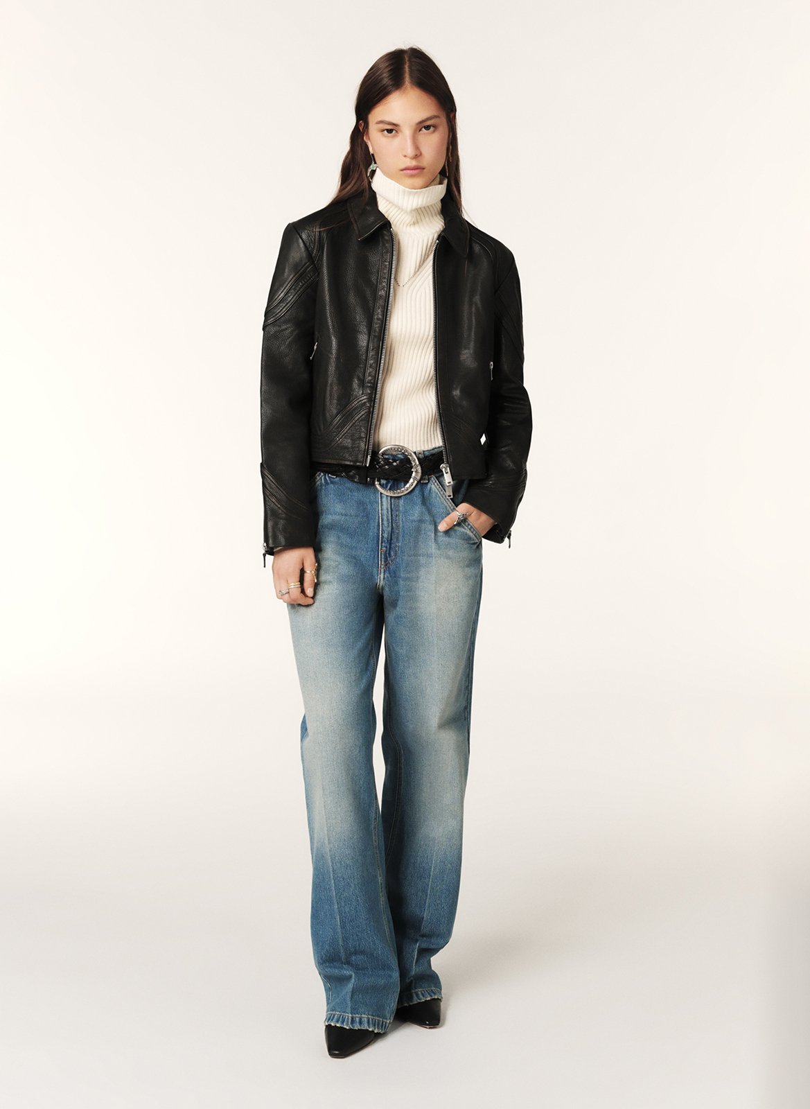 Jean large délavé en coton BA&SH Bleu