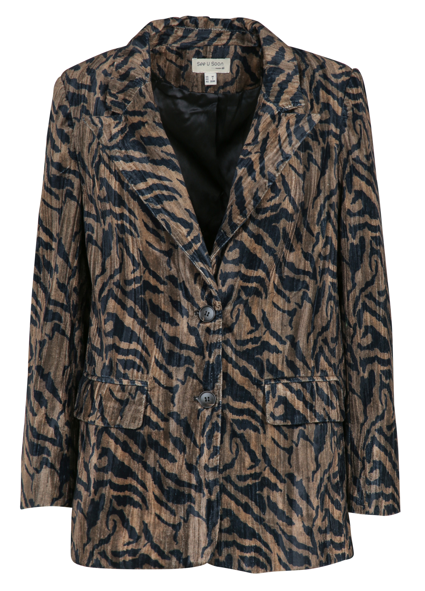 Veste tailleur imprimée en velours SEE U SOON Kaki