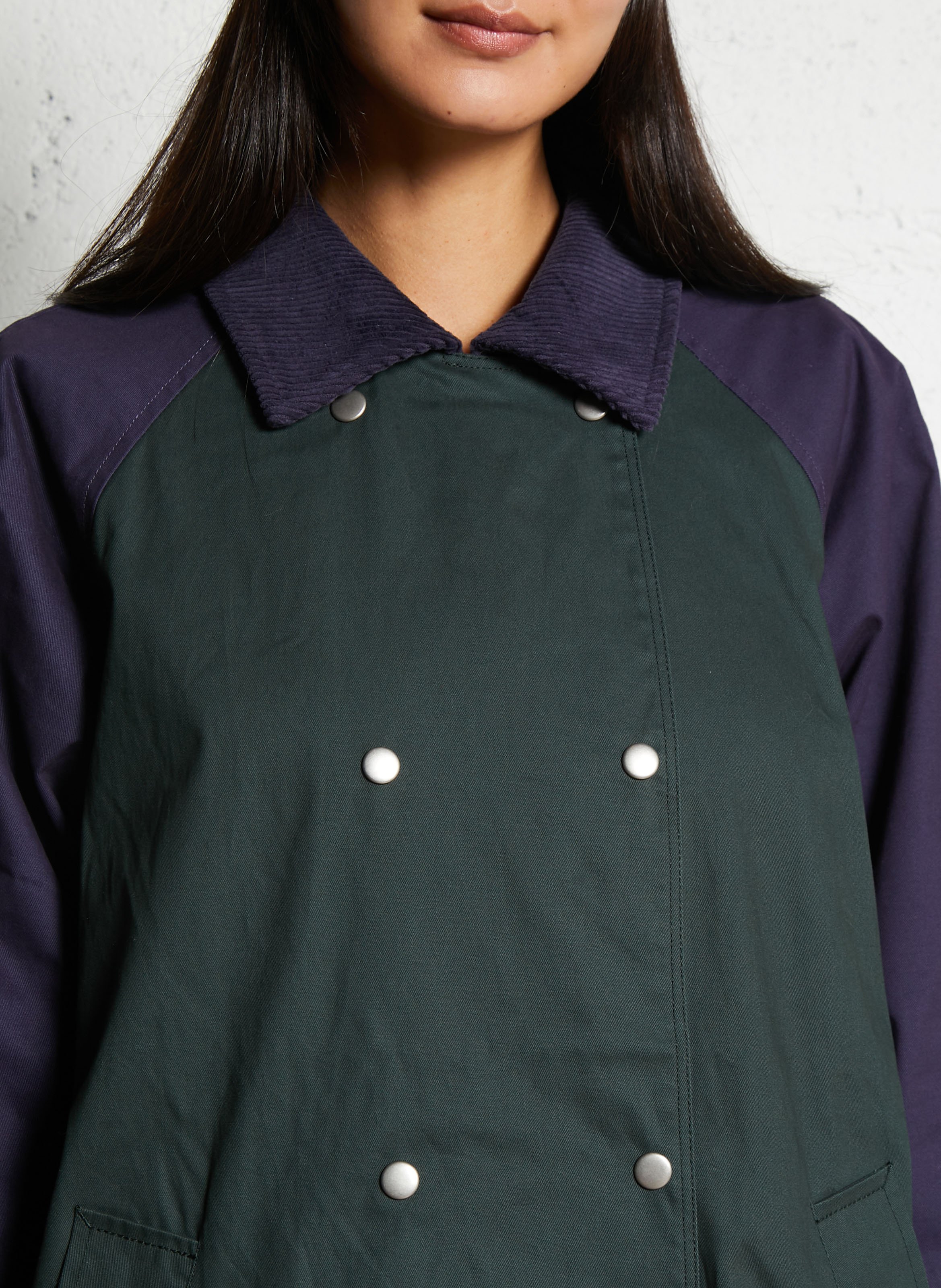 Trench droit col classique en coton THE TINY BIG SISTER Vert