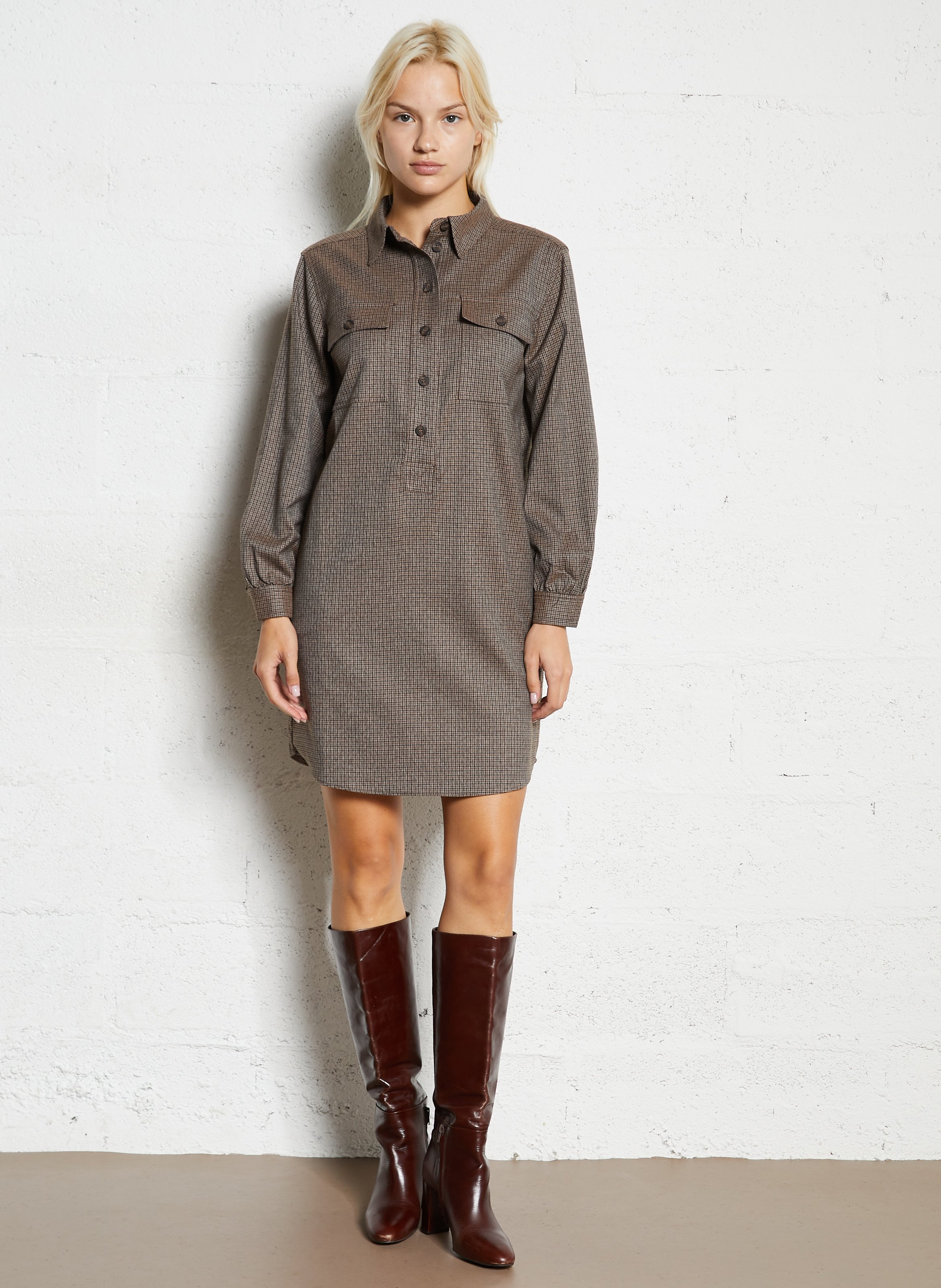 Printed shirt-collar dress MAISON 123 Multicolored