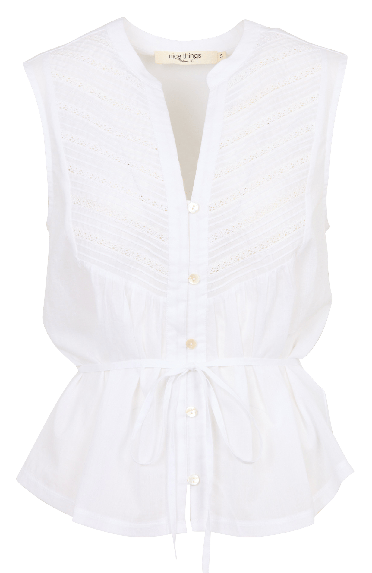 Top en coton col tunisien NICE THINGS Blanc