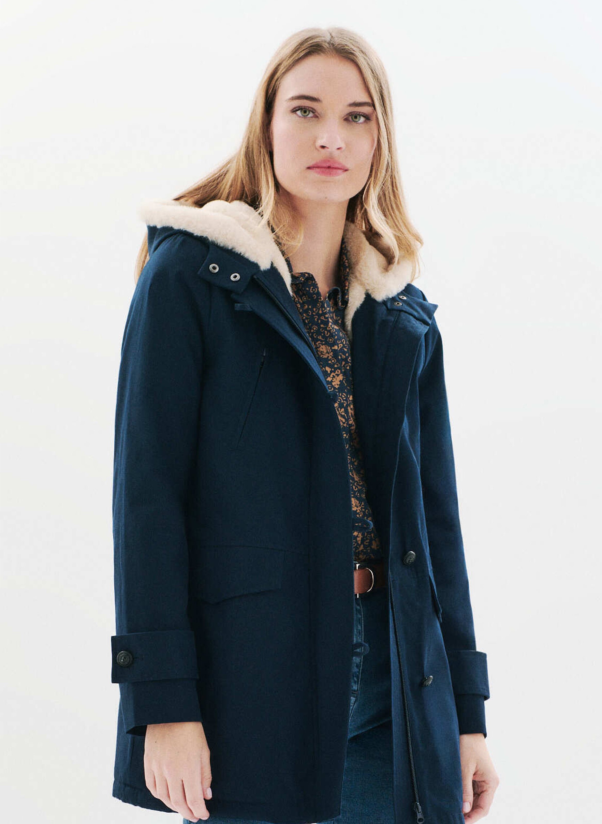 Hooded parka CAROLL Blue