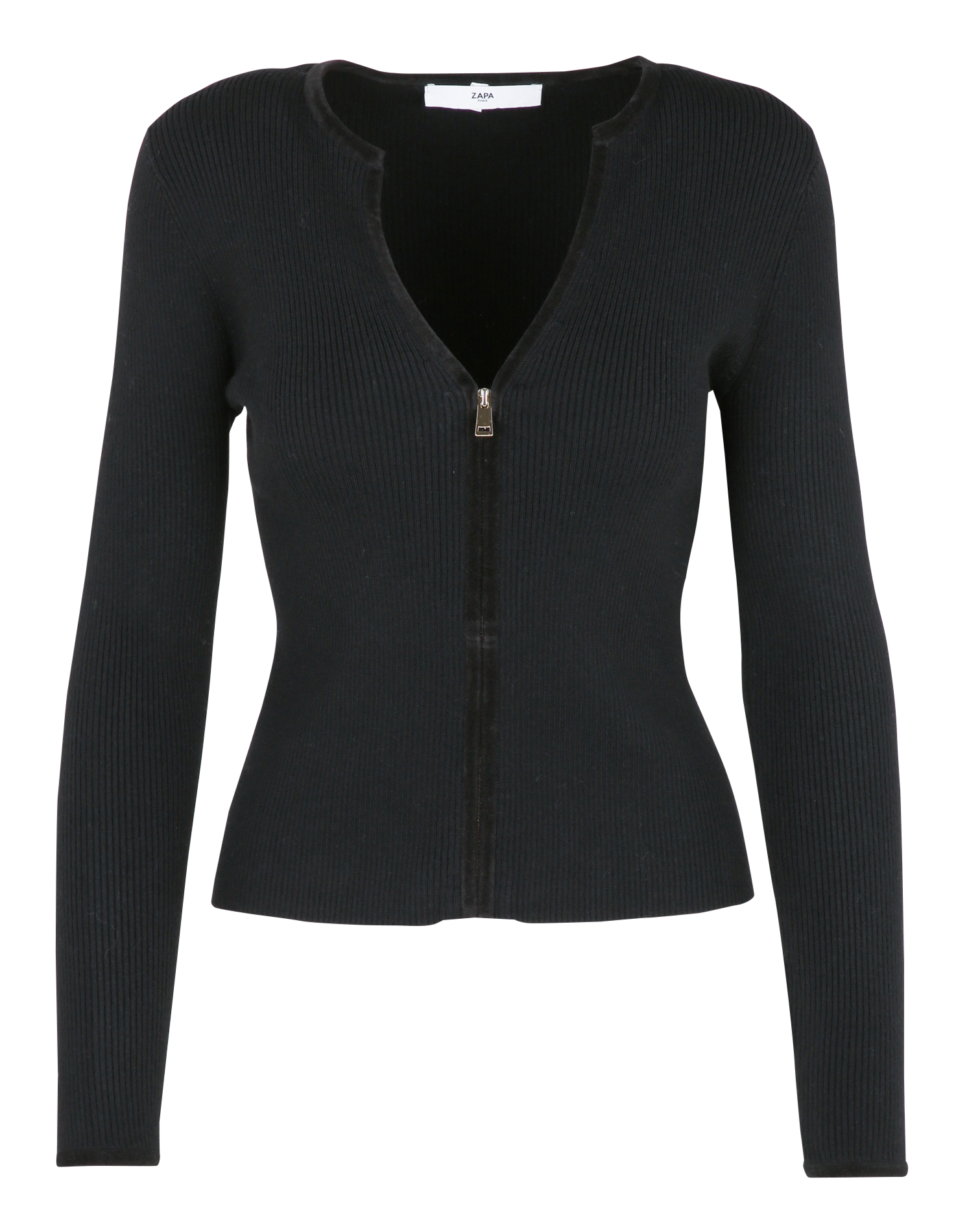 Fitted V-neck ribbed knit vest ZAPA Black